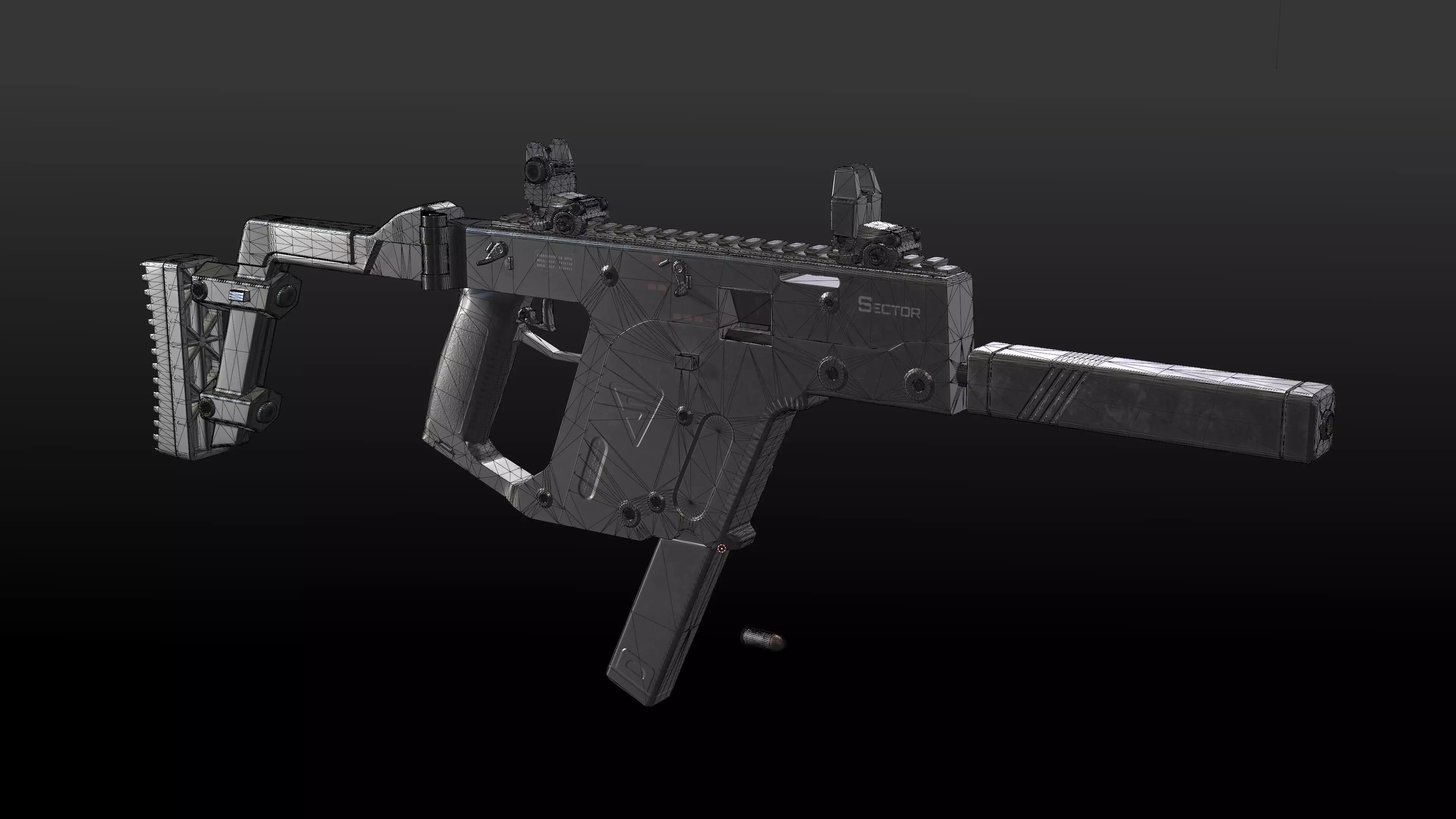 Submachine Gun 45 CAL Low-poly 3D model_8