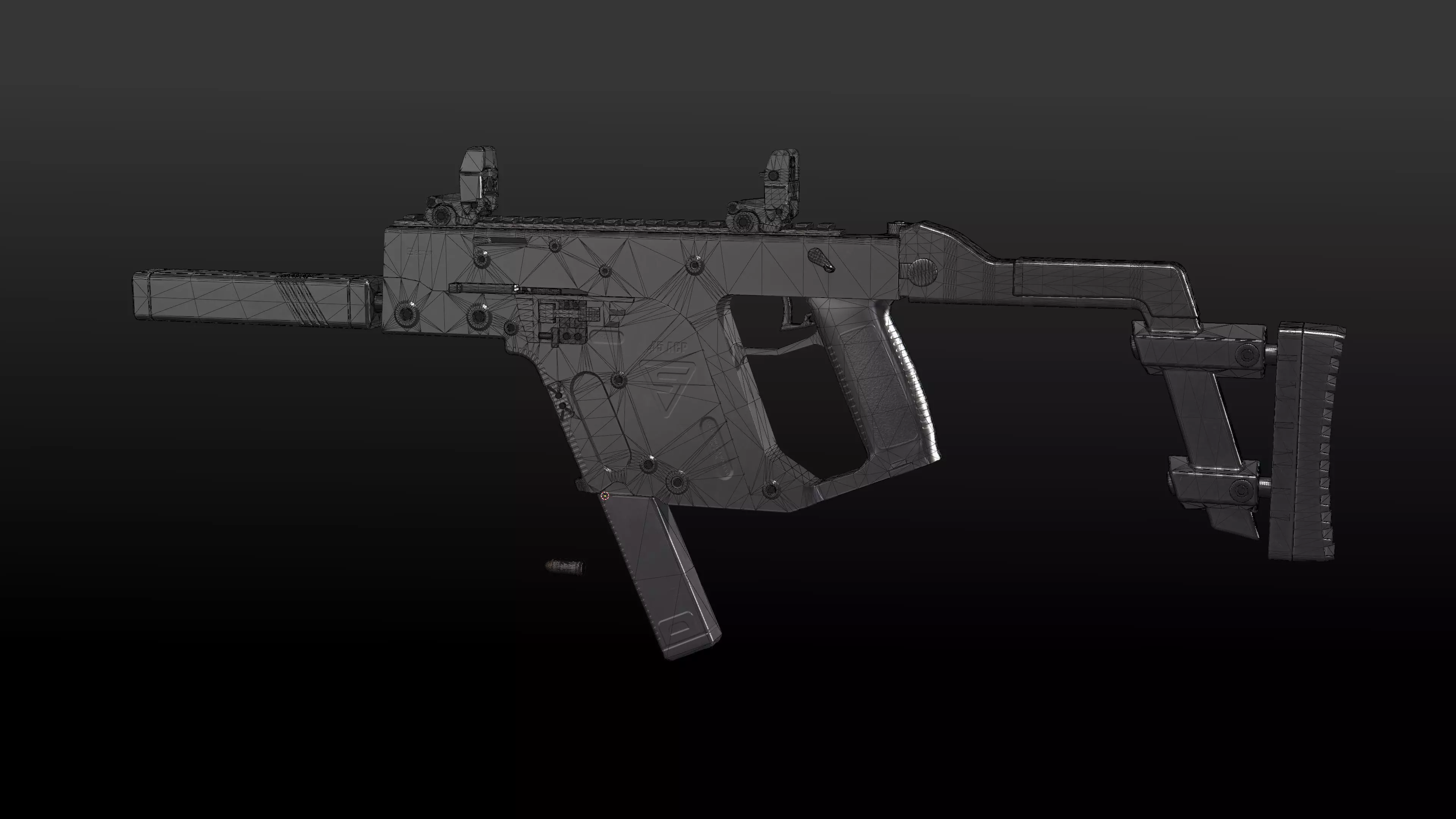 Submachine Gun 45 CAL Low-poly 3D model_7