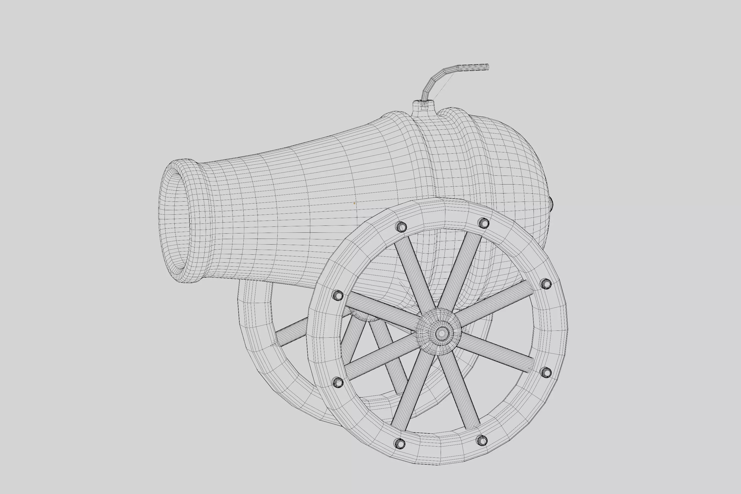 Cannon cartoon Low-poly 3D model_7