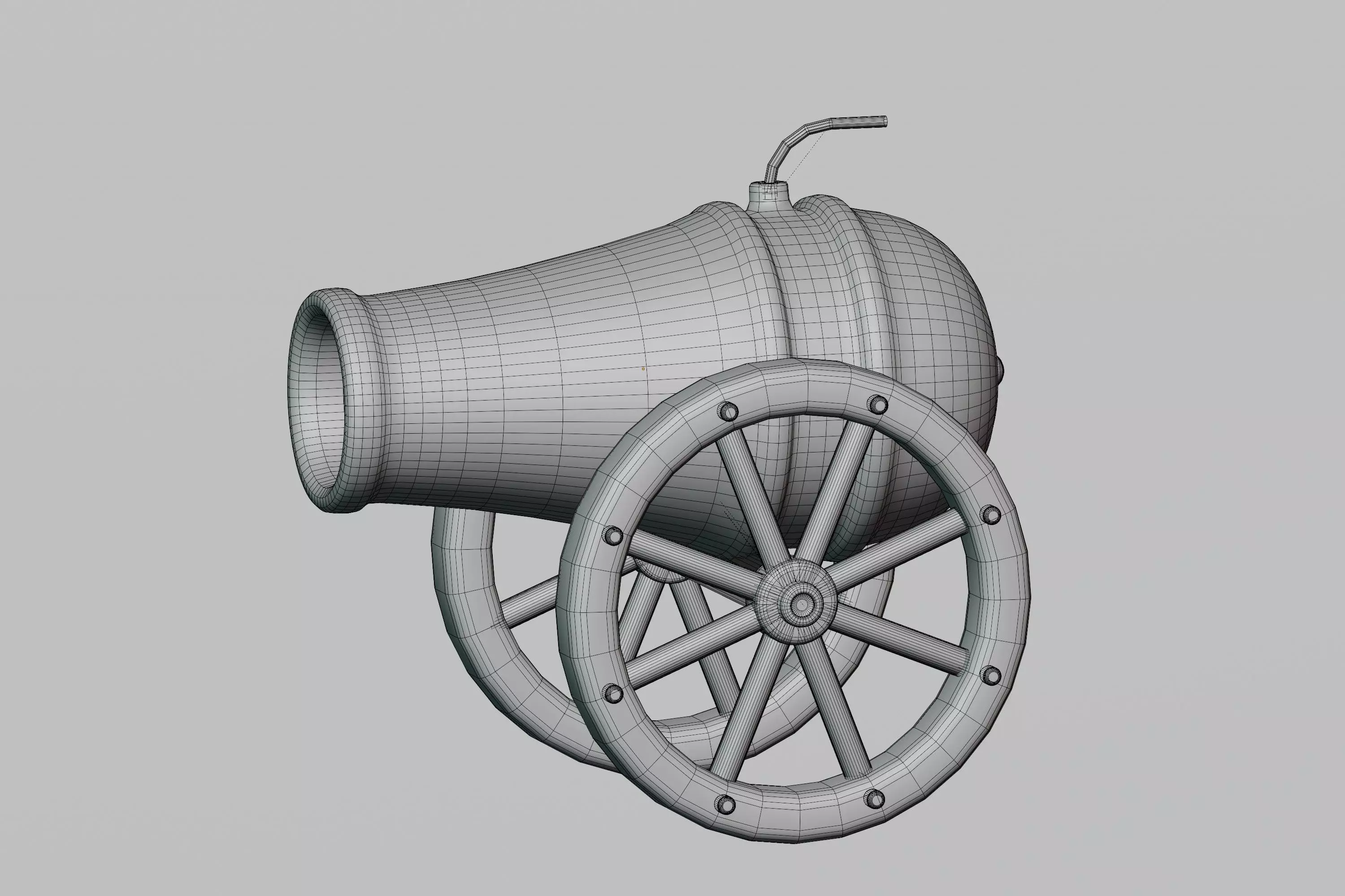 Cannon cartoon Low-poly 3D model_6
