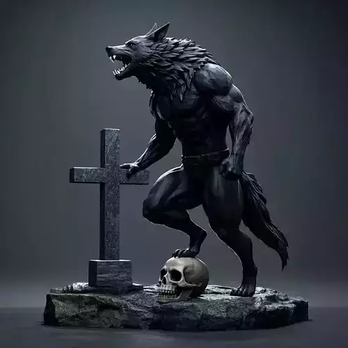 2101COLORFUL Werewolf Howling  3D Model  magic