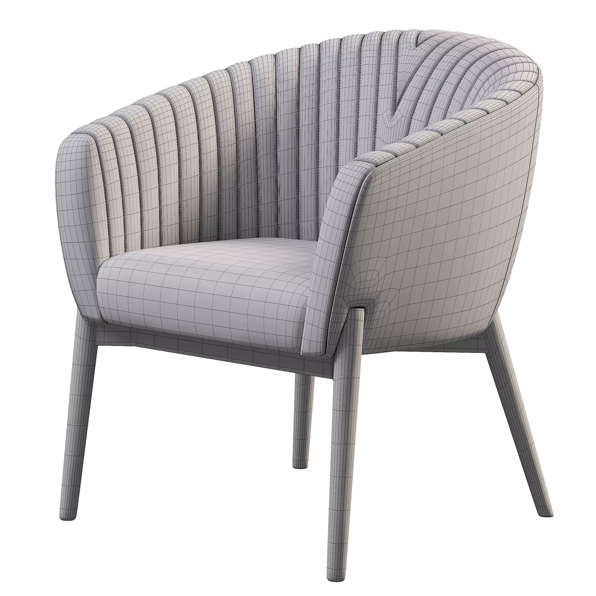 Upholstered Armchair with Channeled Back Low-poly 3D model_10