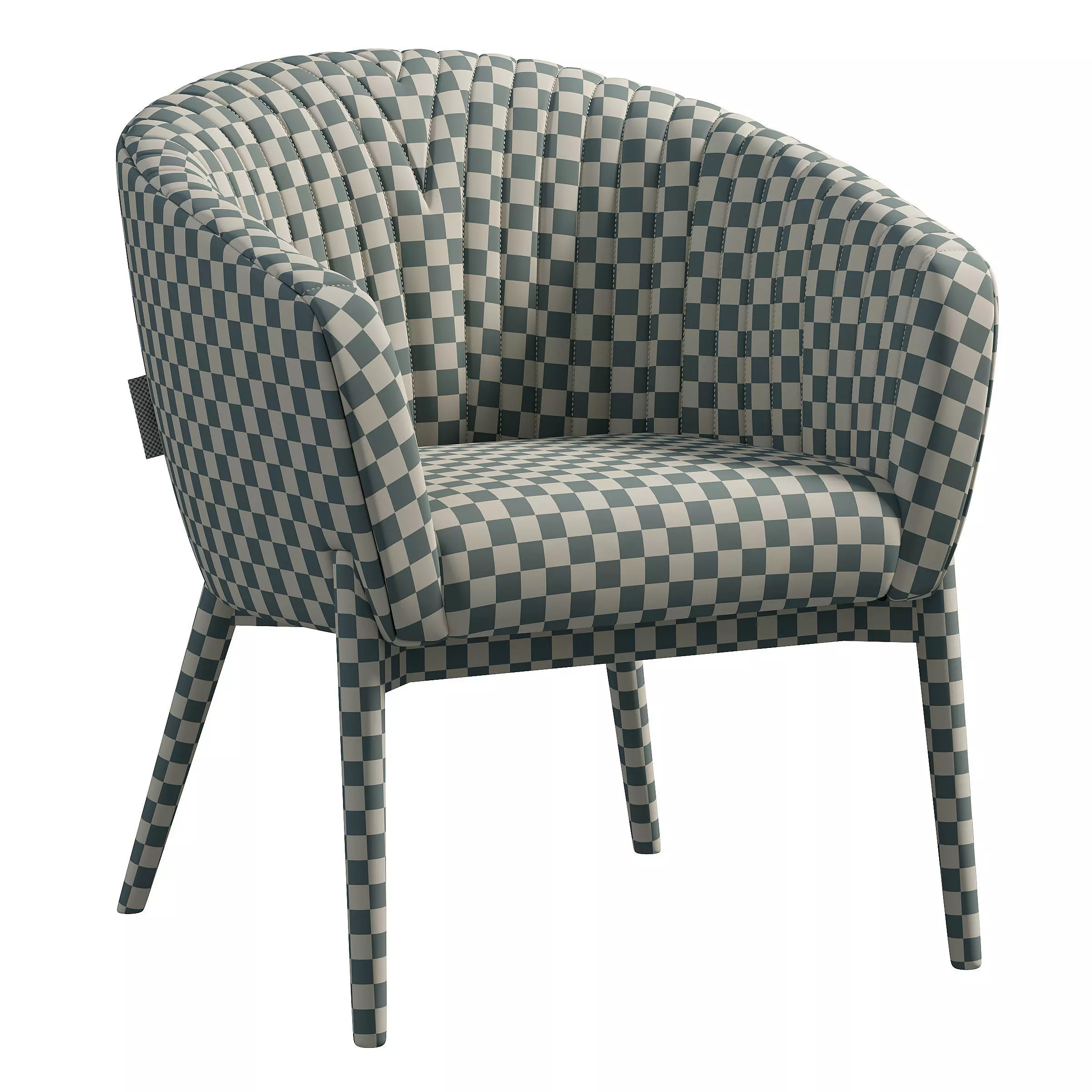Upholstered Armchair with Channeled Back Low-poly 3D model_13