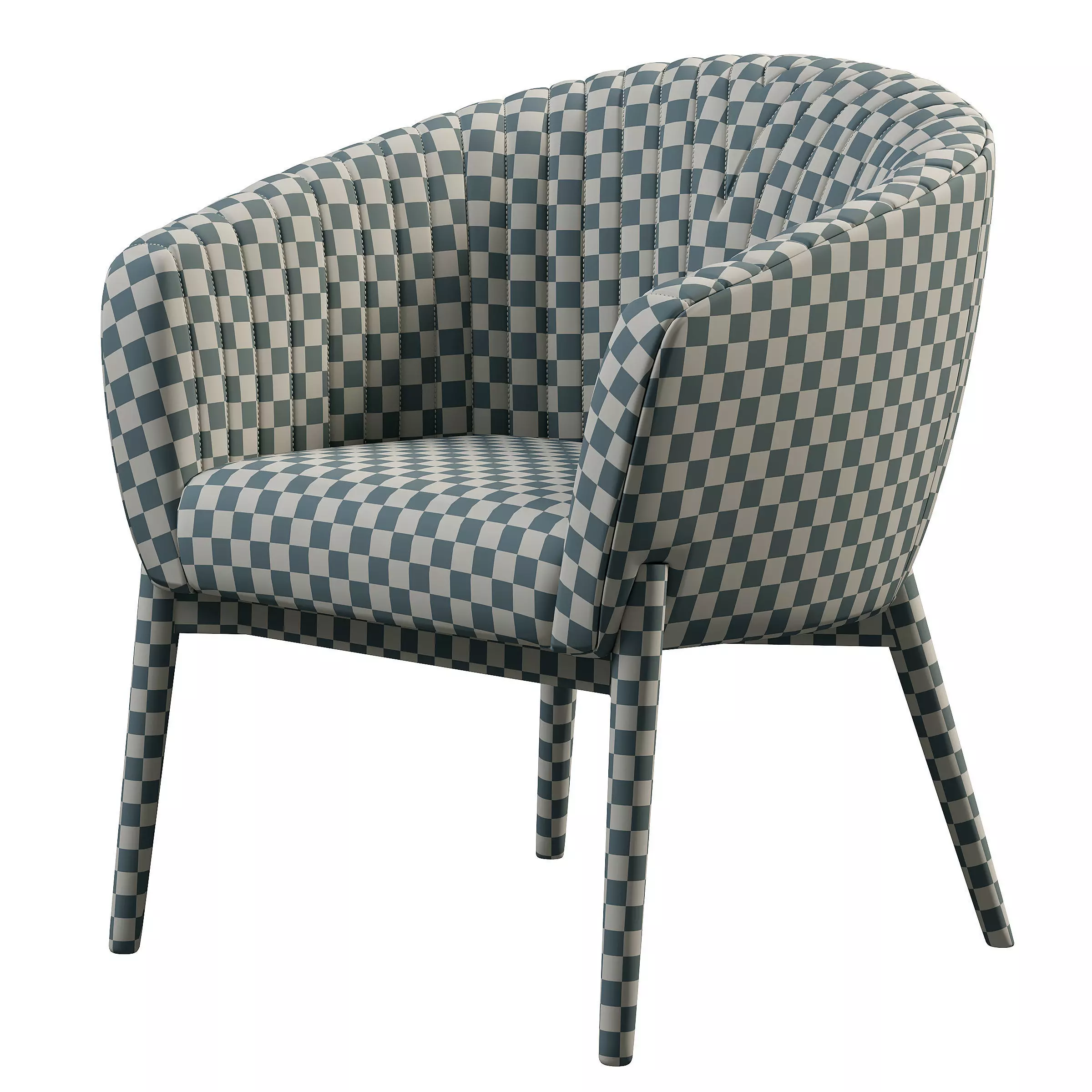 Upholstered Armchair with Channeled Back Low-poly 3D model_12