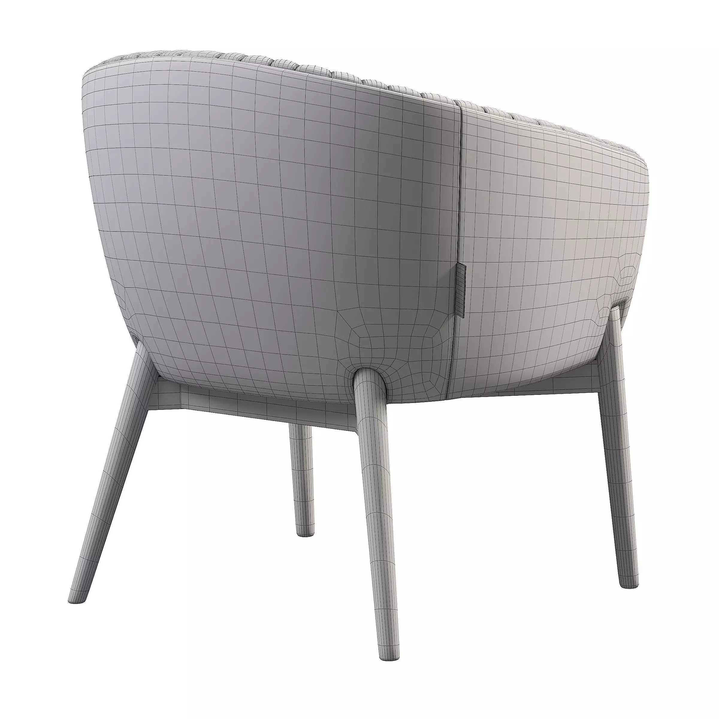 Upholstered Armchair with Channeled Back Low-poly 3D model_11