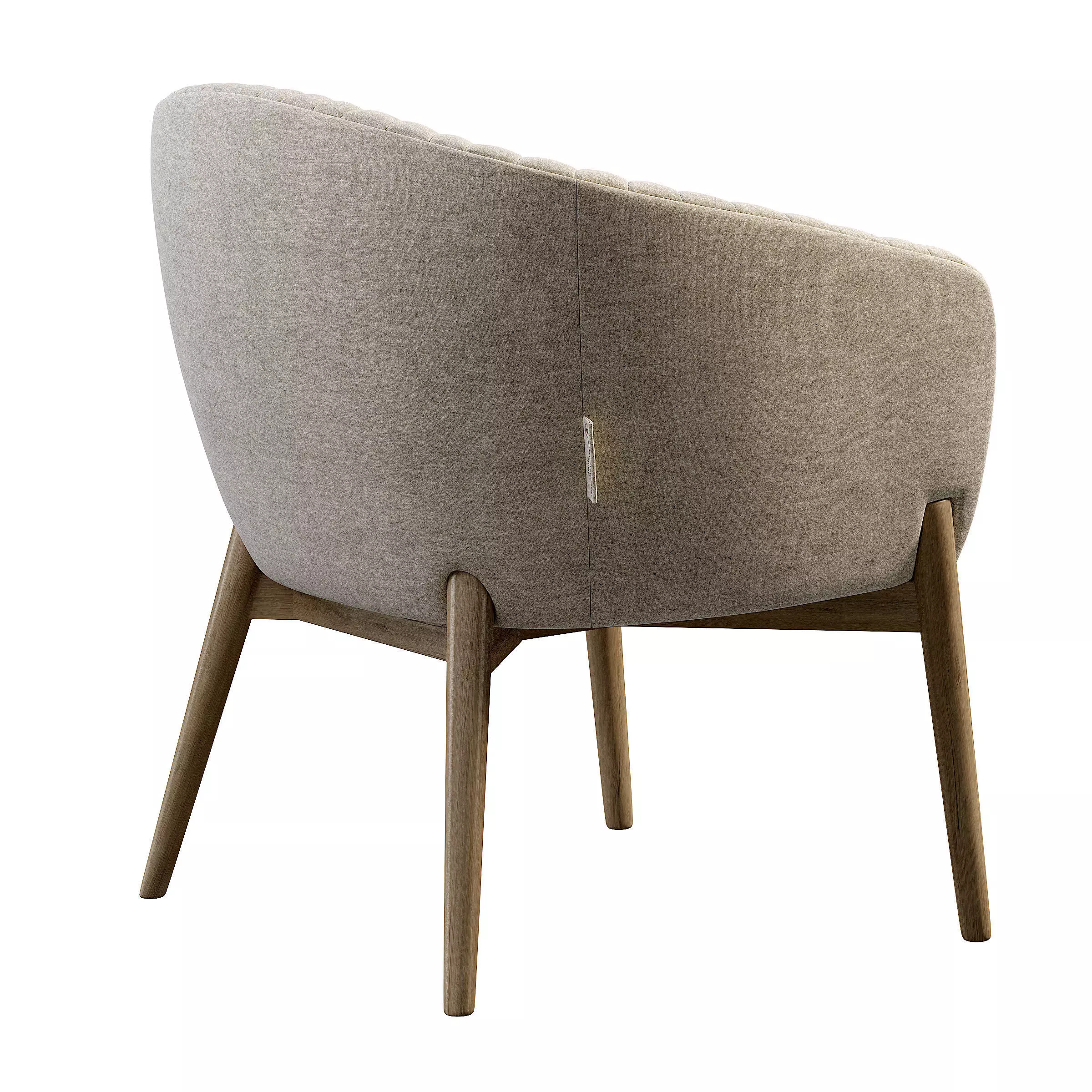 Upholstered Armchair with Channeled Back Low-poly 3D model_7