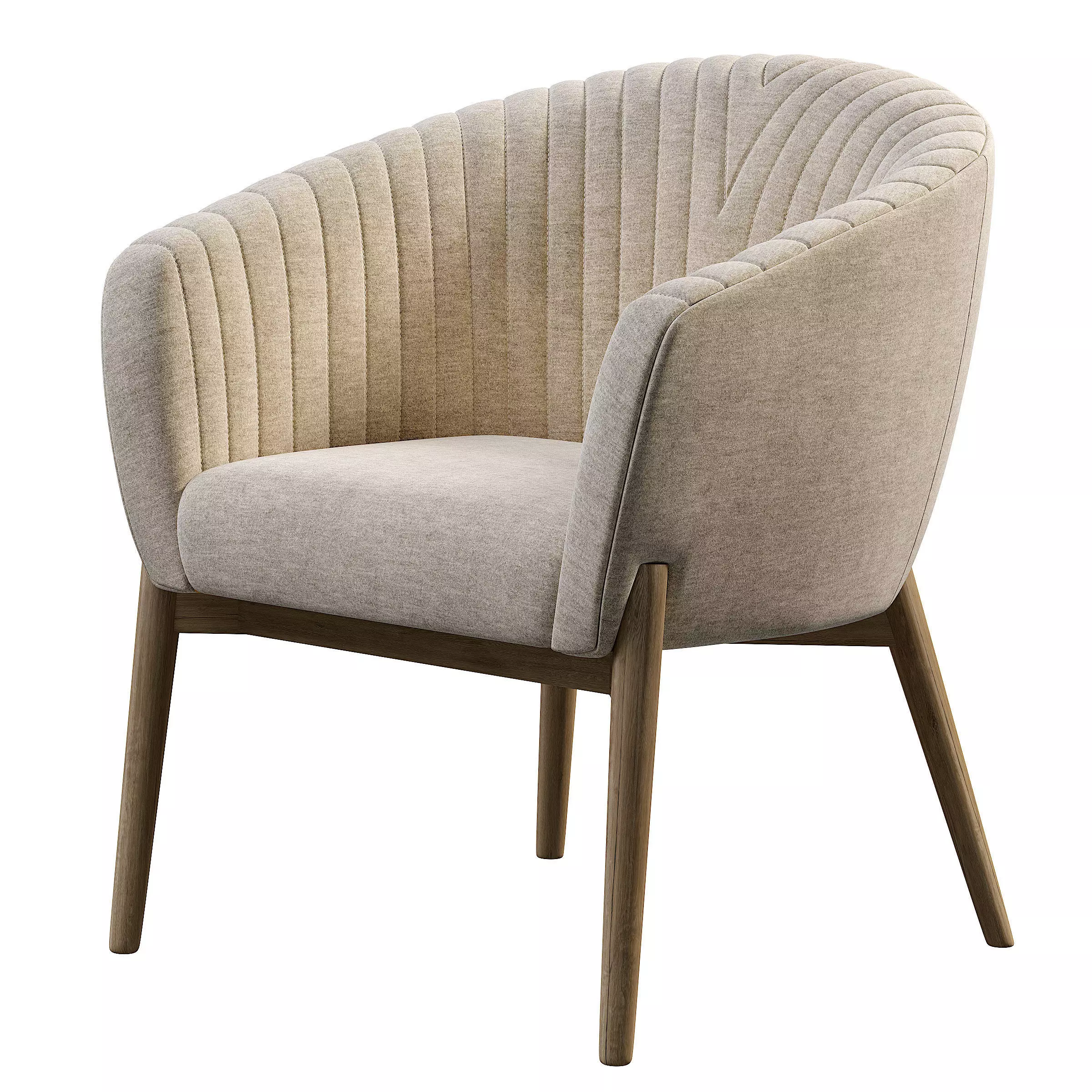 Upholstered Armchair with Channeled Back Low-poly 3D model_5