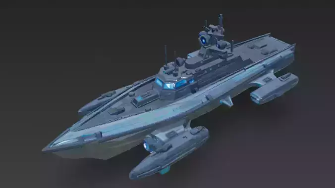 Sci-Fi Futuristic Naval Battleship PBR 3D Model