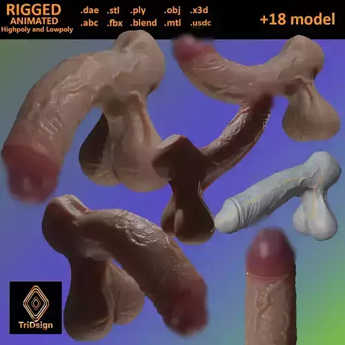 Stylized Fat Penis and Balls Rigged Lowpoly and Highpoly