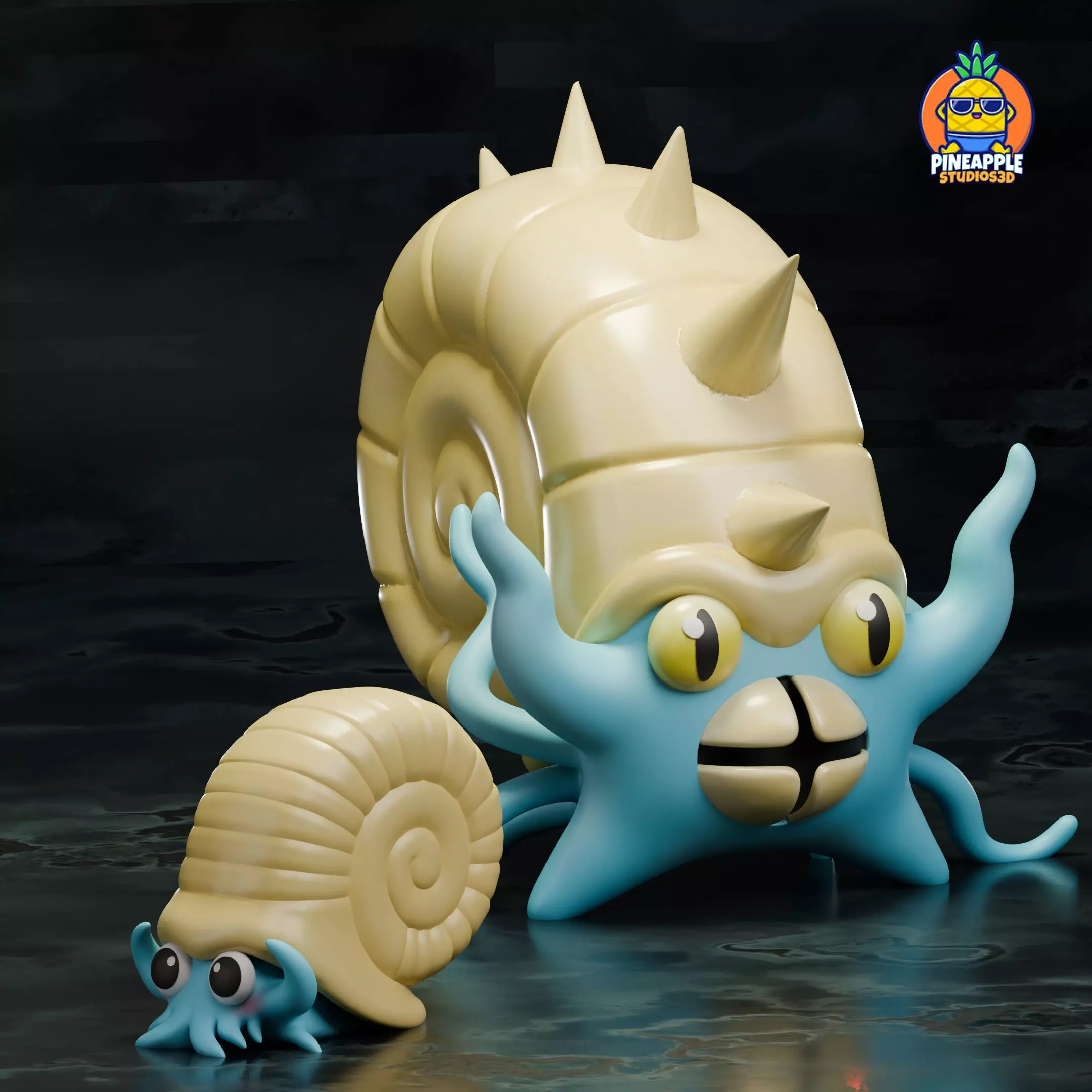 fossil pack  kabuto kabutops omanyte and omastar 3D print model_2