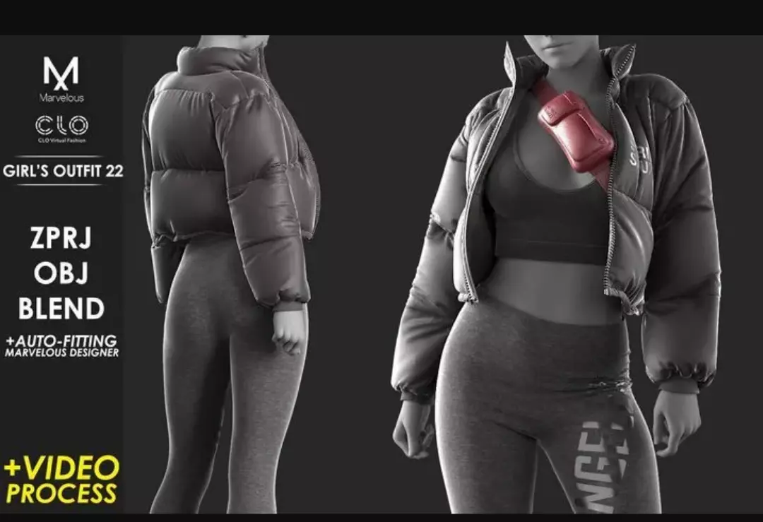 PBR Game 3D Models - Girls Outfit 3D model_0