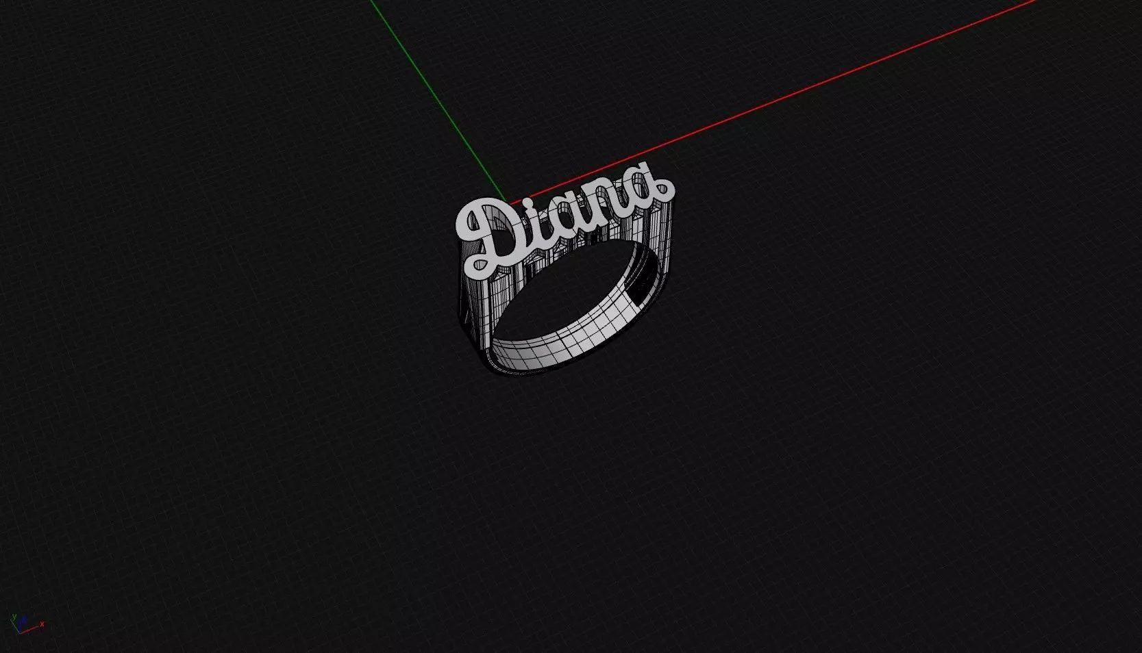 Anillo Nombre Diana 3D print model_10