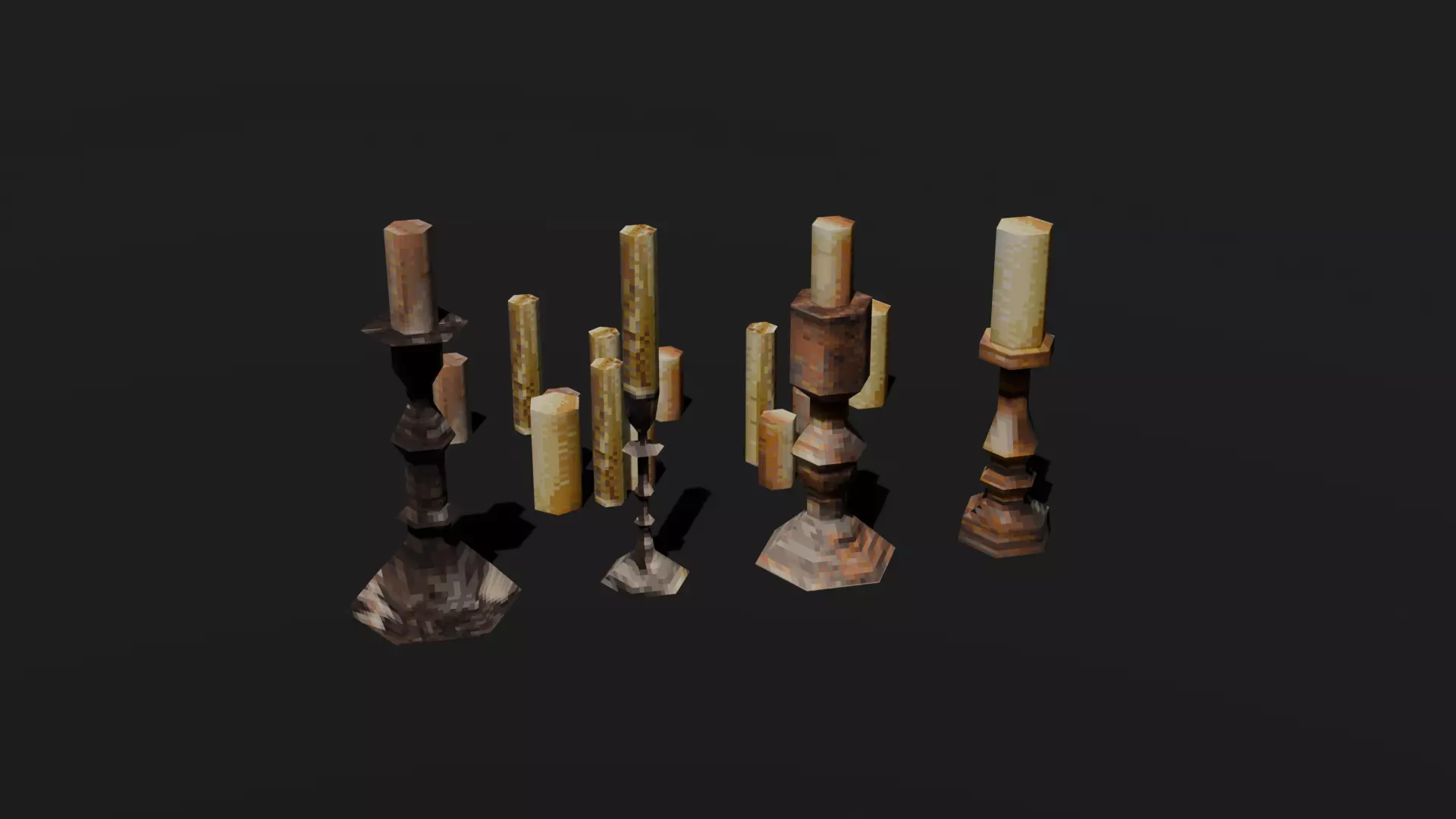 PSX - PS1 - Candle Pack - Low Poly Low-poly 3D model_1