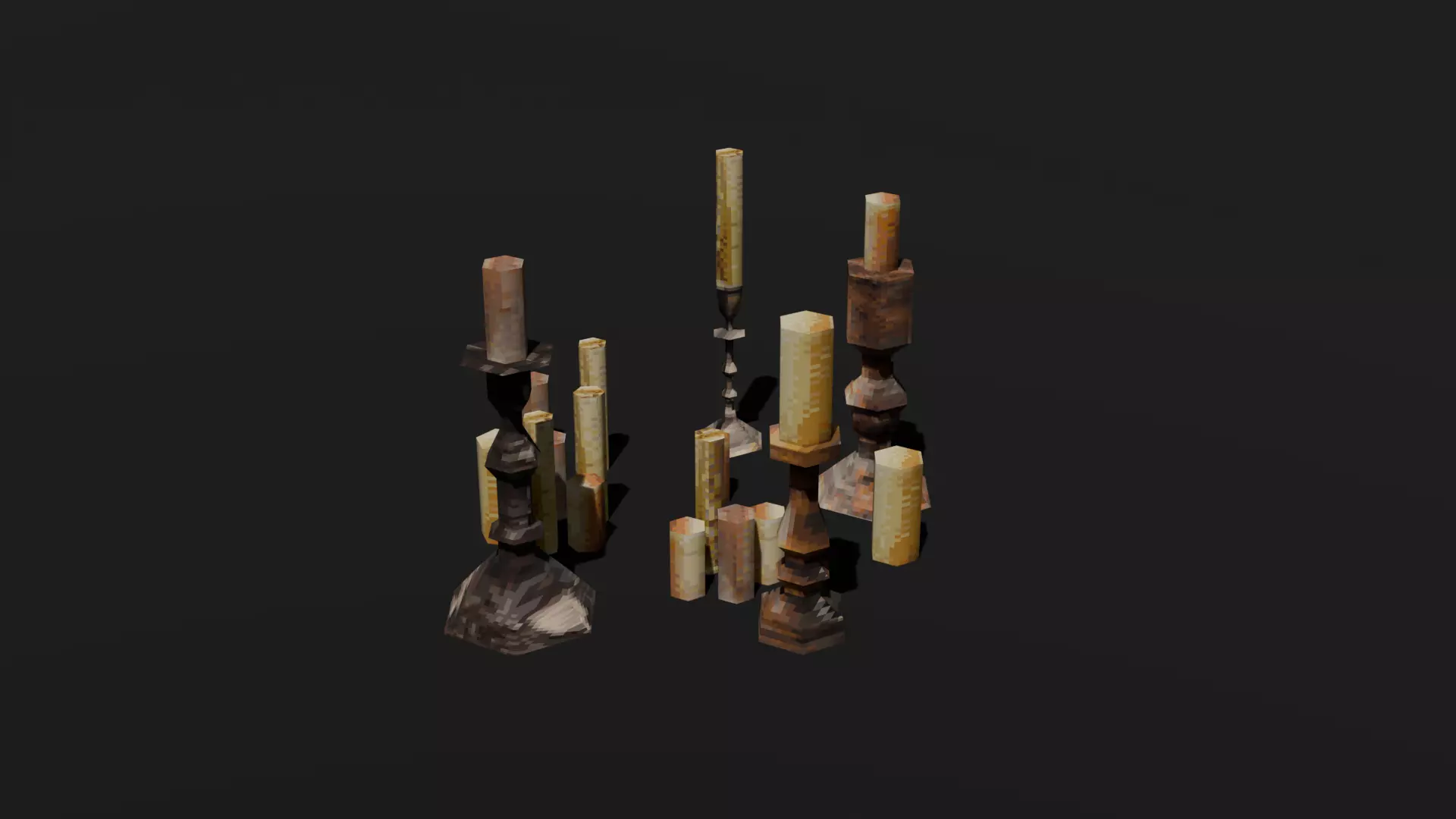 PSX - PS1 - Candle Pack - Low Poly Low-poly 3D model_2