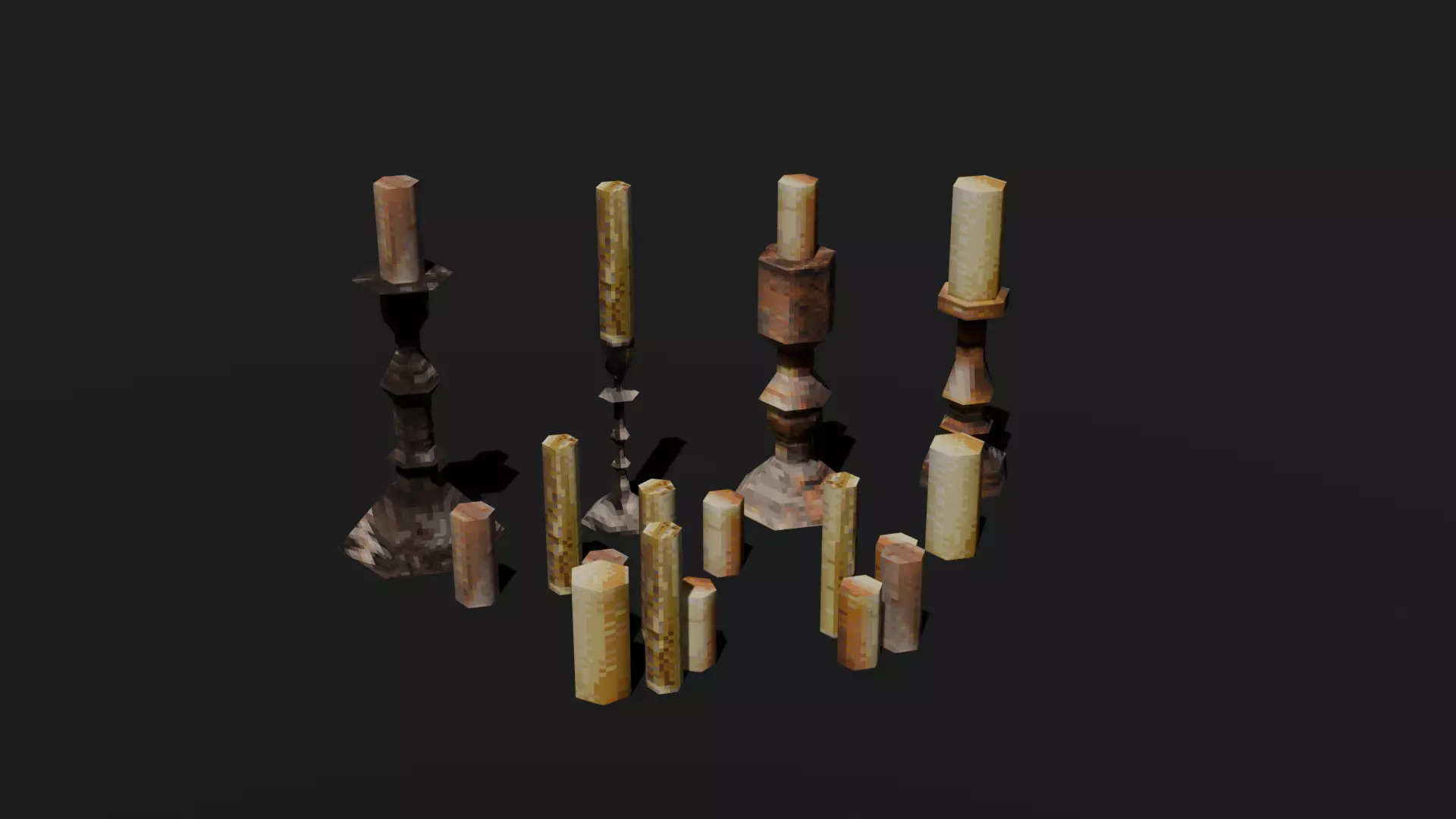 PSX - PS1 - Candle Pack - Low Poly Low-poly 3D model_0
