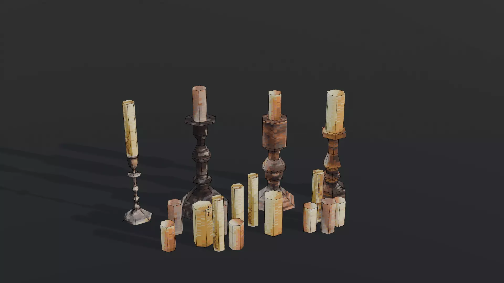 PSX - PS1 - Candle Pack - Low Poly Low-poly 3D model_3