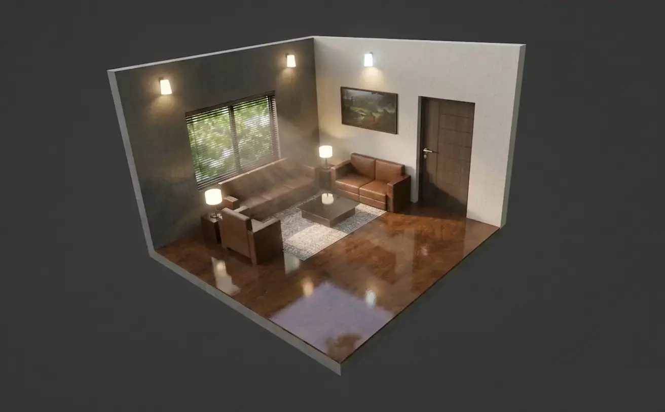 Living Room Interior Free low-poly 3D model