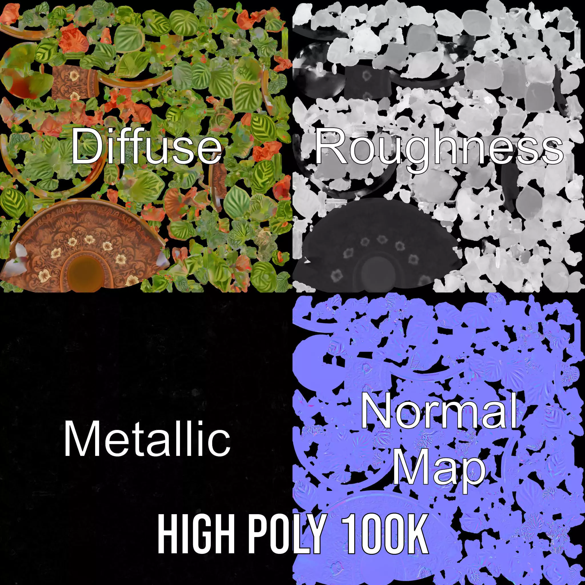 Decorative Potted Plant model pack Low-poly 3D model_3