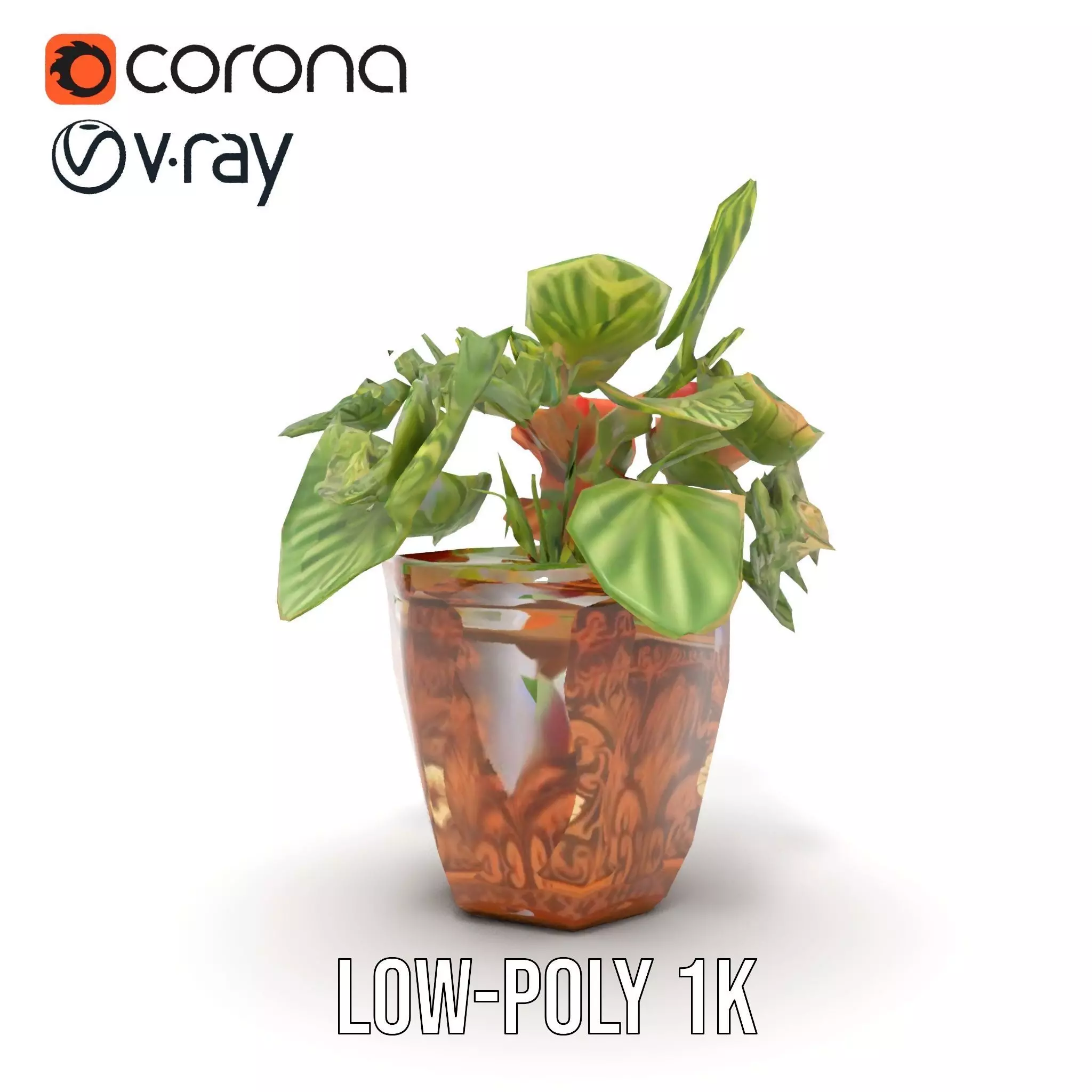 Decorative Potted Plant model pack Low-poly 3D model_16