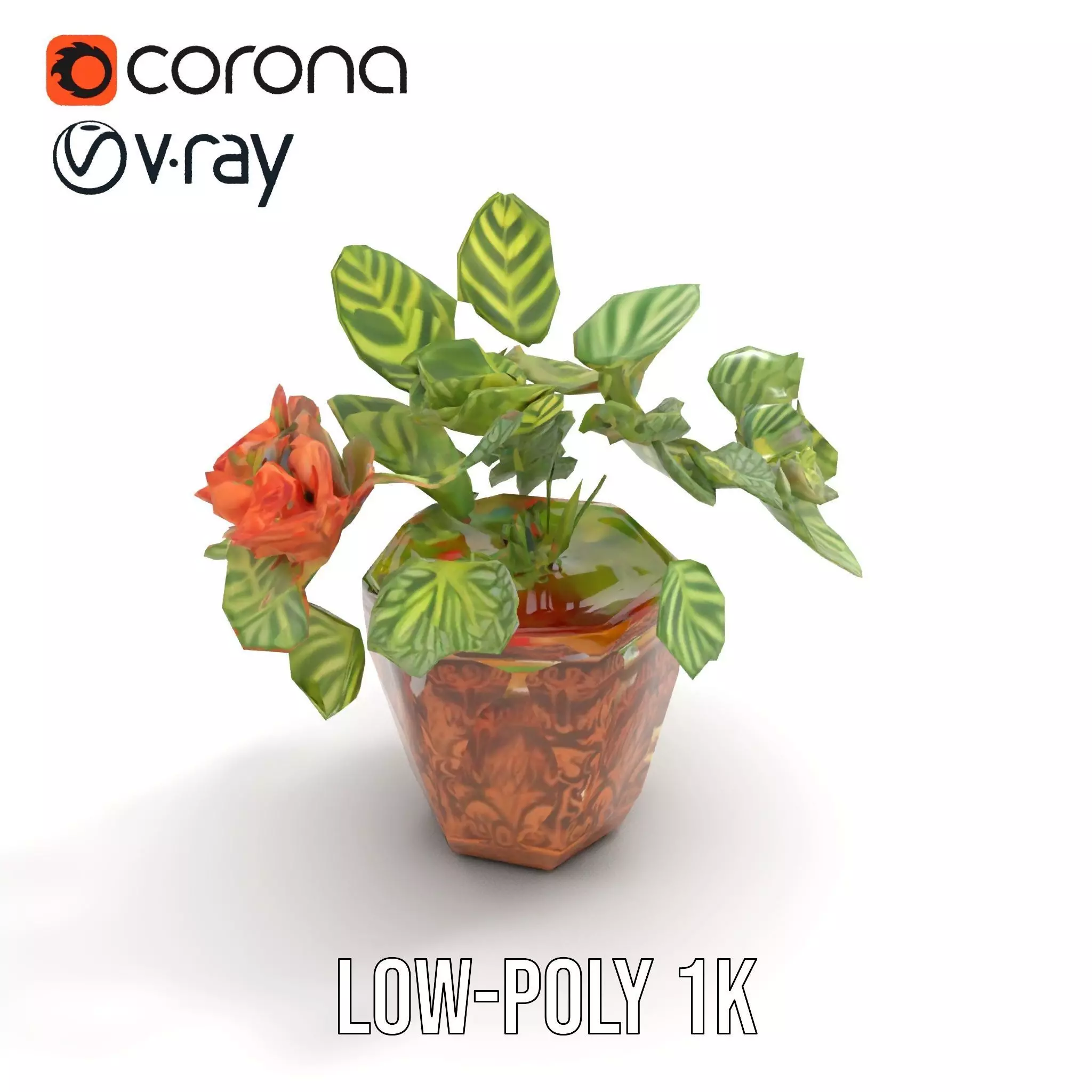 Decorative Potted Plant model pack Low-poly 3D model_19