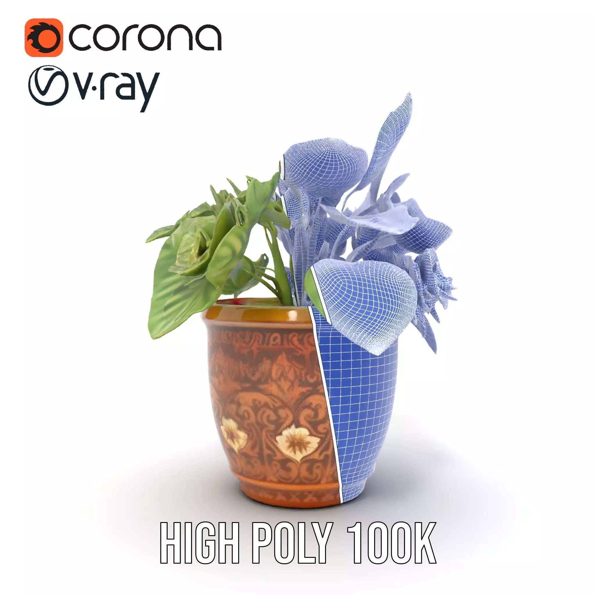 Decorative Potted Plant model pack Low-poly 3D model_34