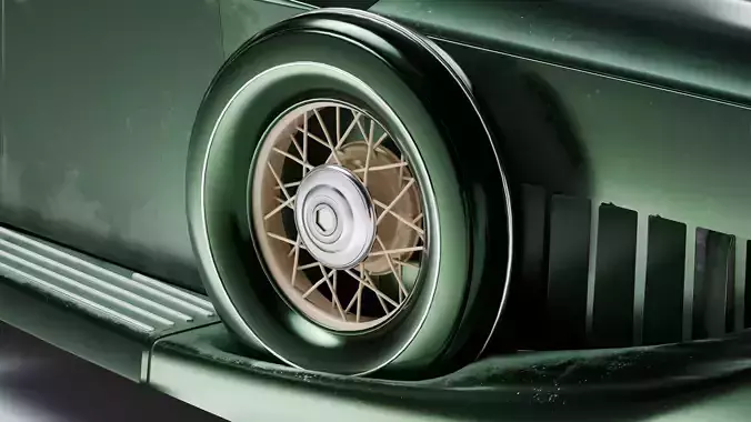 Vintage Classic Car 3D Model 1930s Luxury Convertible 3D model 4