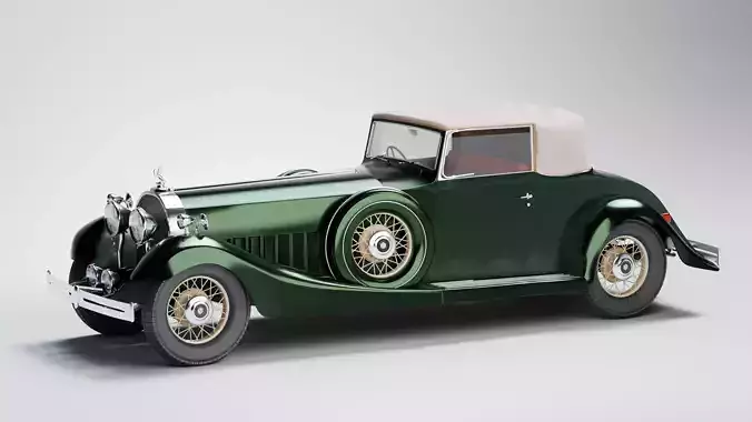 Vintage Classic Car 3D Model 1930s Luxury Convertible 3D model 2