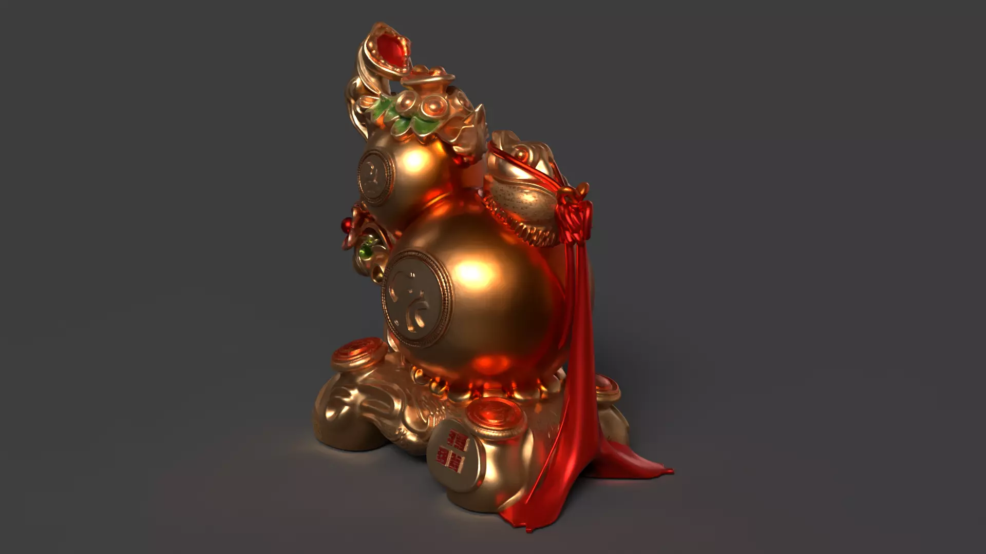 Chinese gourd Low-poly 3D model