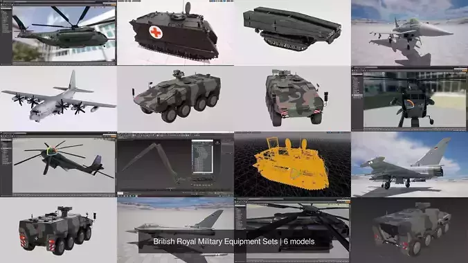 British Royal Military Equipment Sets 3D Model Collection