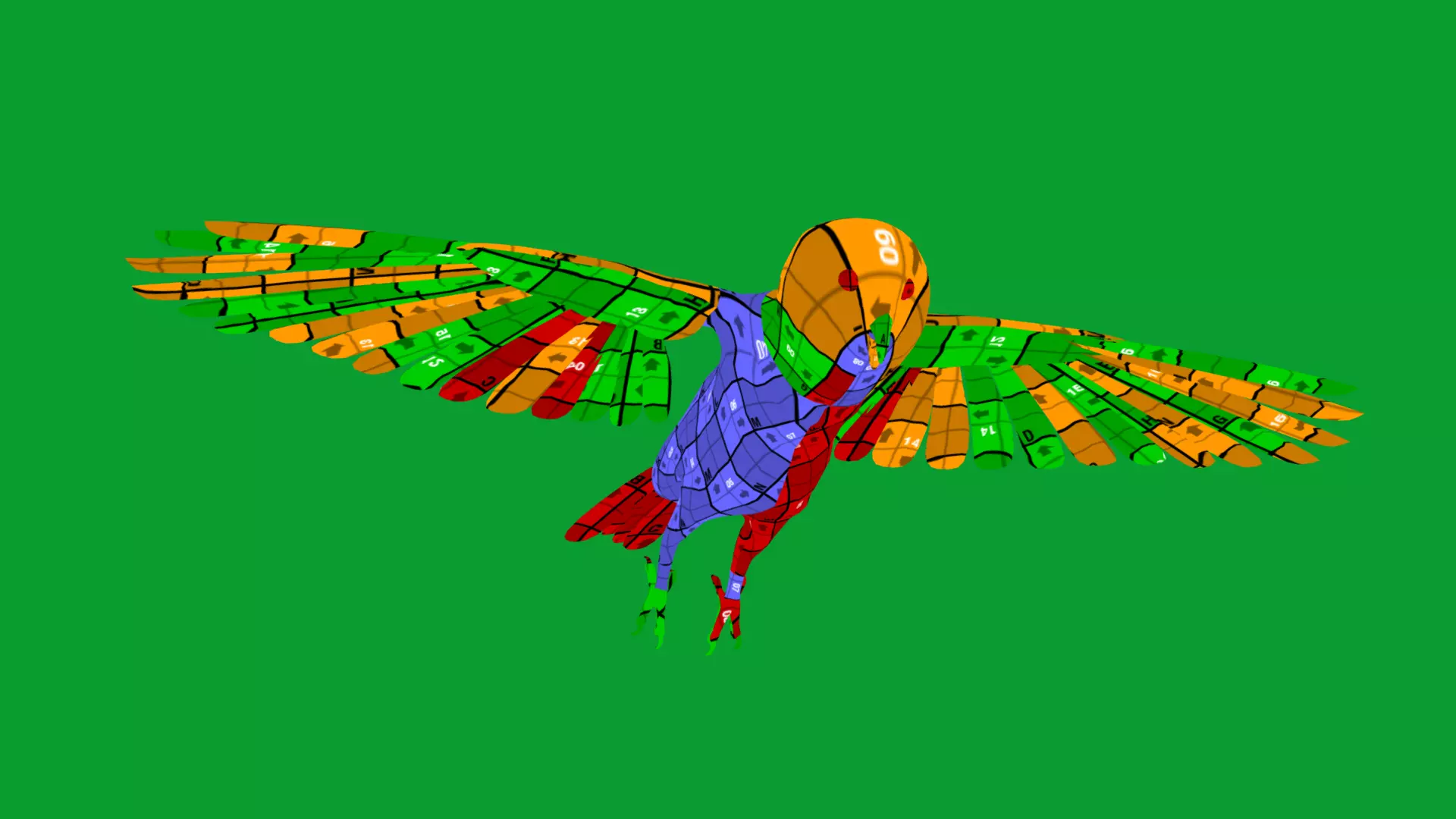 Asian Barn Owl Bird Low-poly 3D model_36
