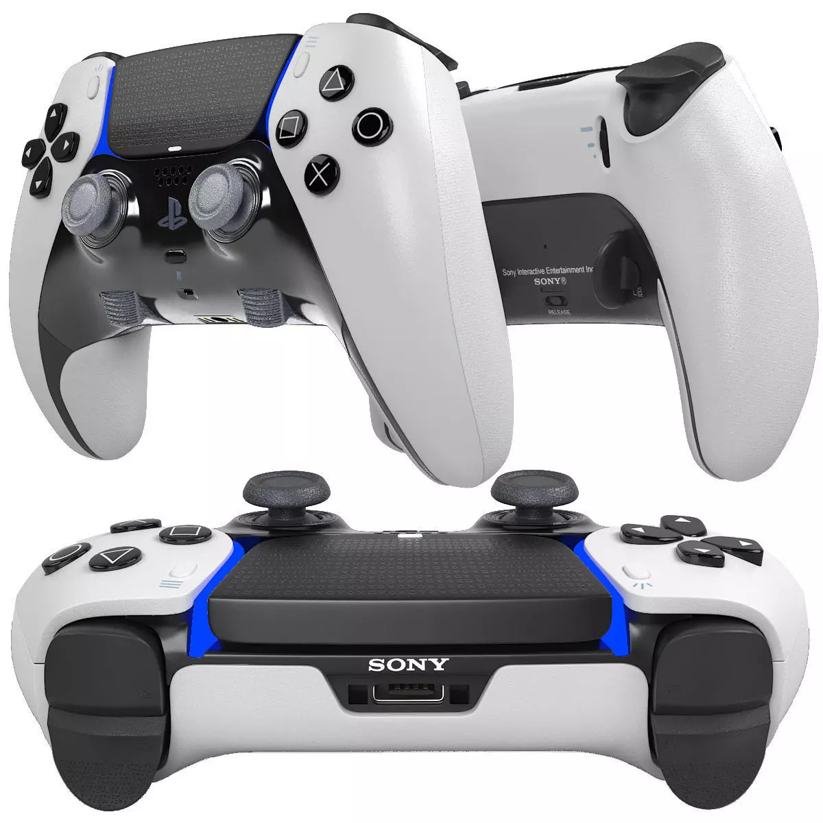 sony playstation 5 slim with headphone and controller 3D model_6