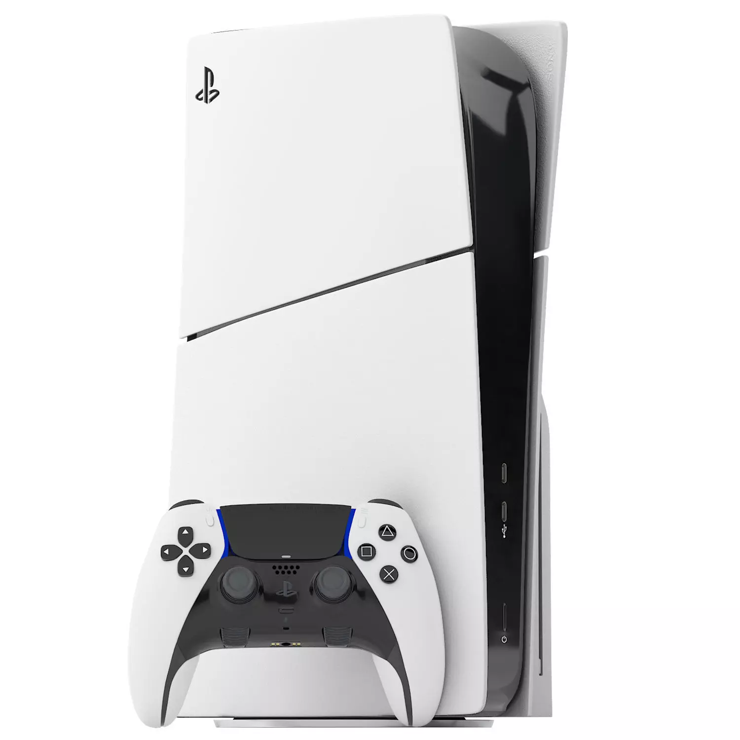 sony playstation 5 slim with headphone and controller 3D model_4