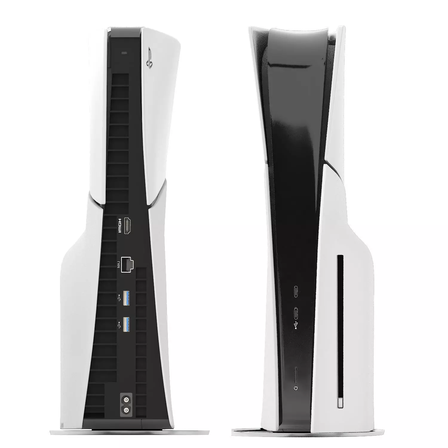 sony playstation 5 slim with headphone and controller 3D model_5