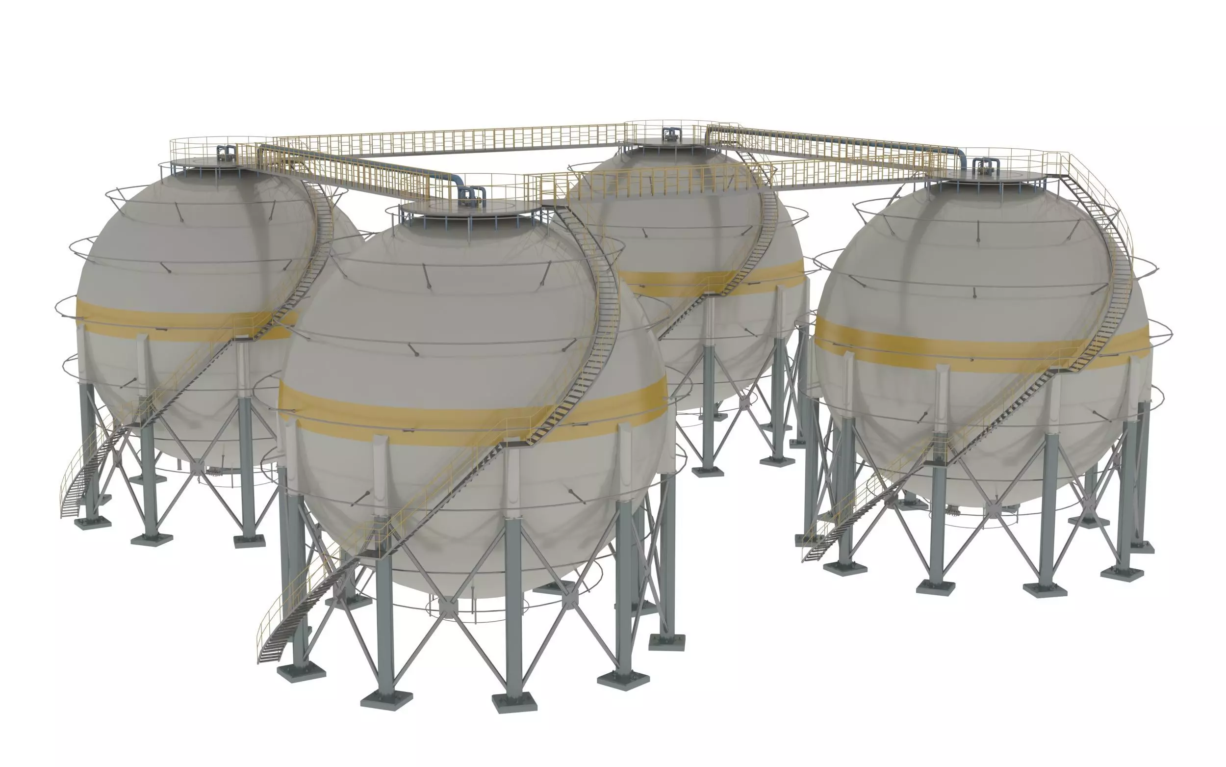 Oil Tank Industrial Sphere 3D model