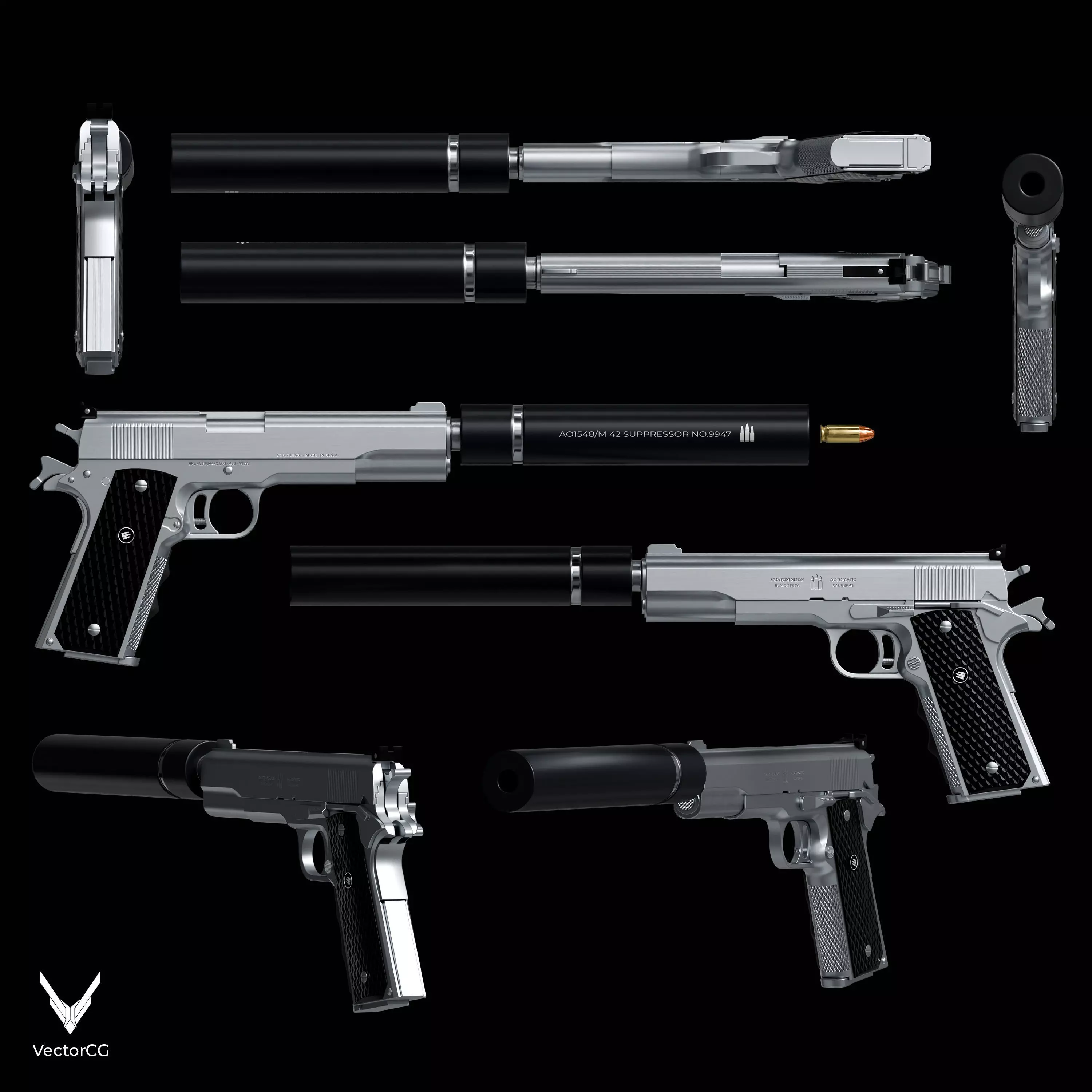 AMT Hardballer Low-poly 3D model_10