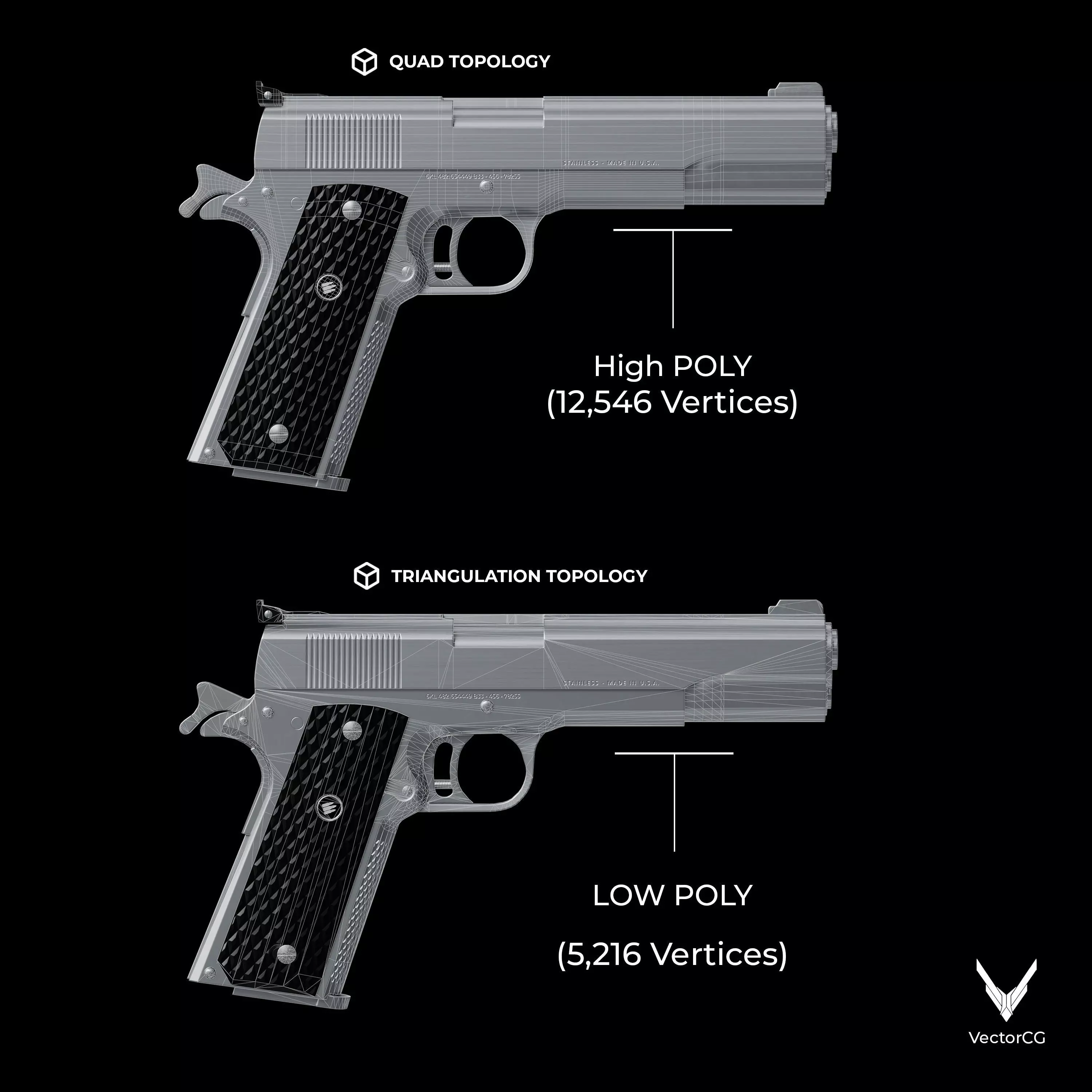 AMT Hardballer Low-poly 3D model_9
