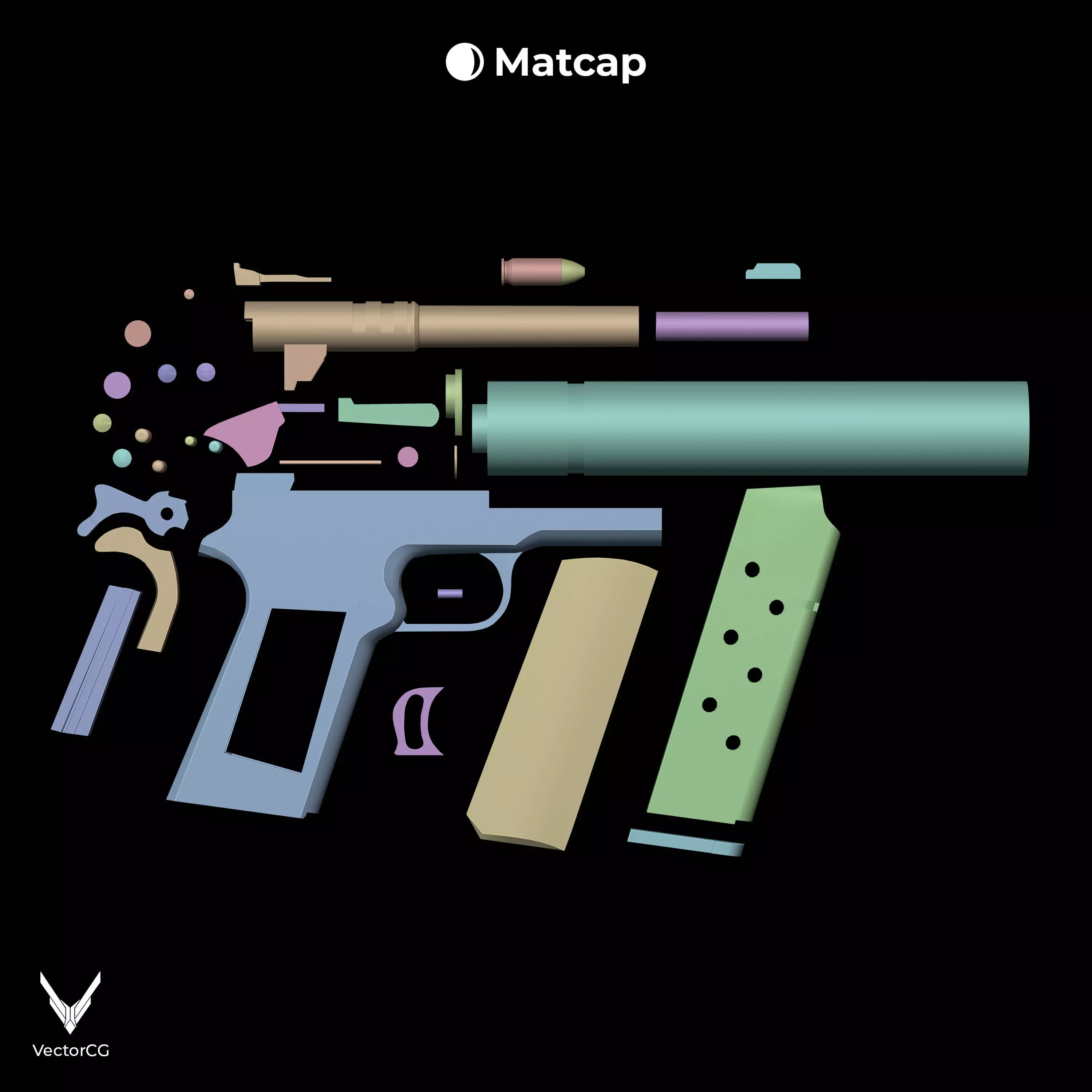 AMT Hardballer Low-poly 3D model_27