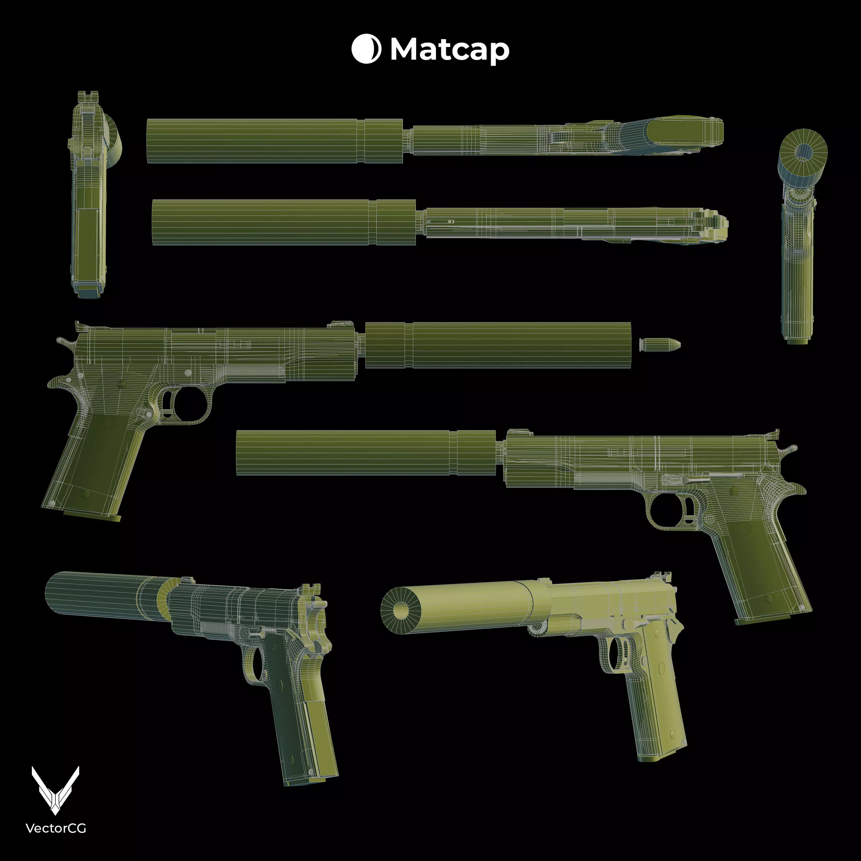 AMT Hardballer Low-poly 3D model_28