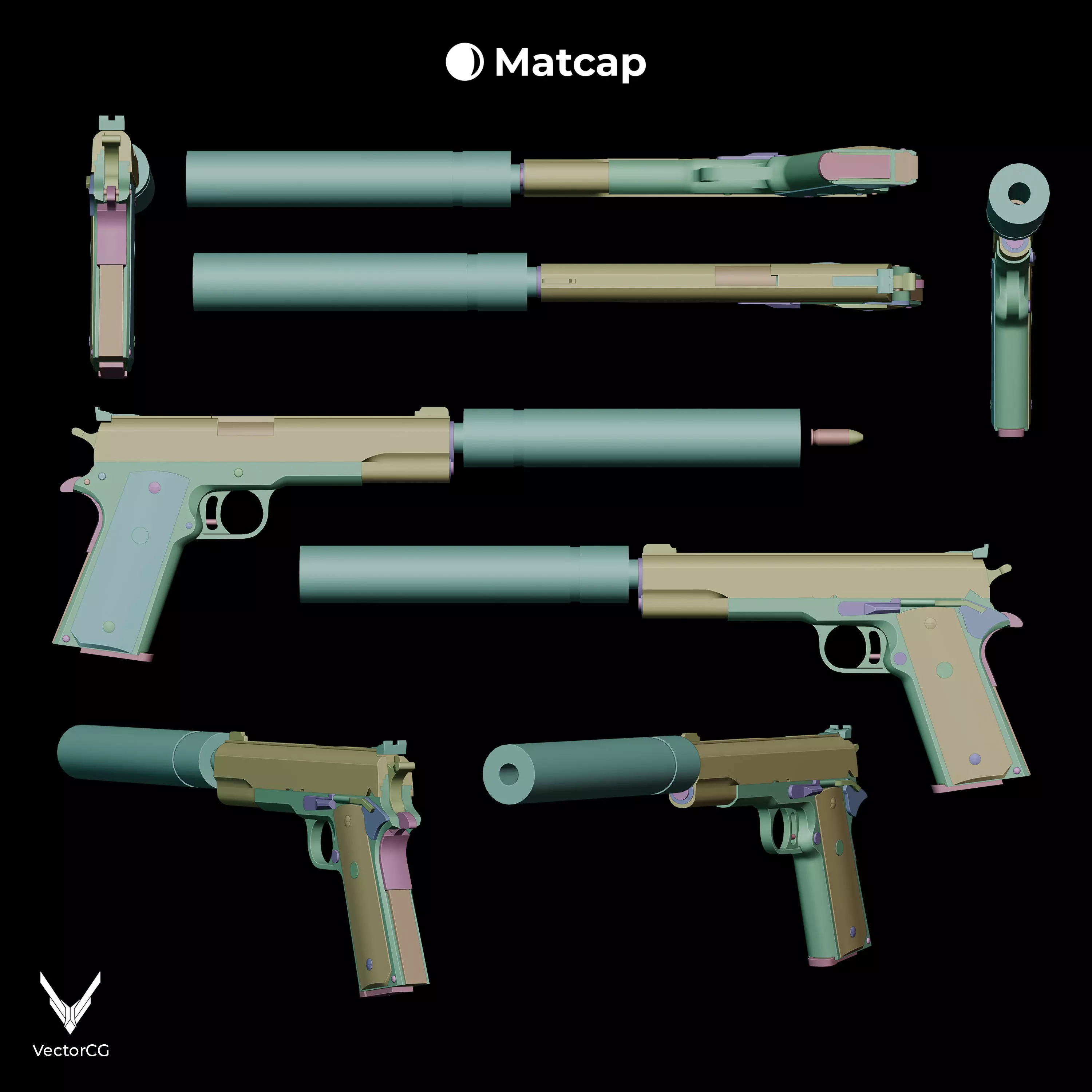 AMT Hardballer Low-poly 3D model_26