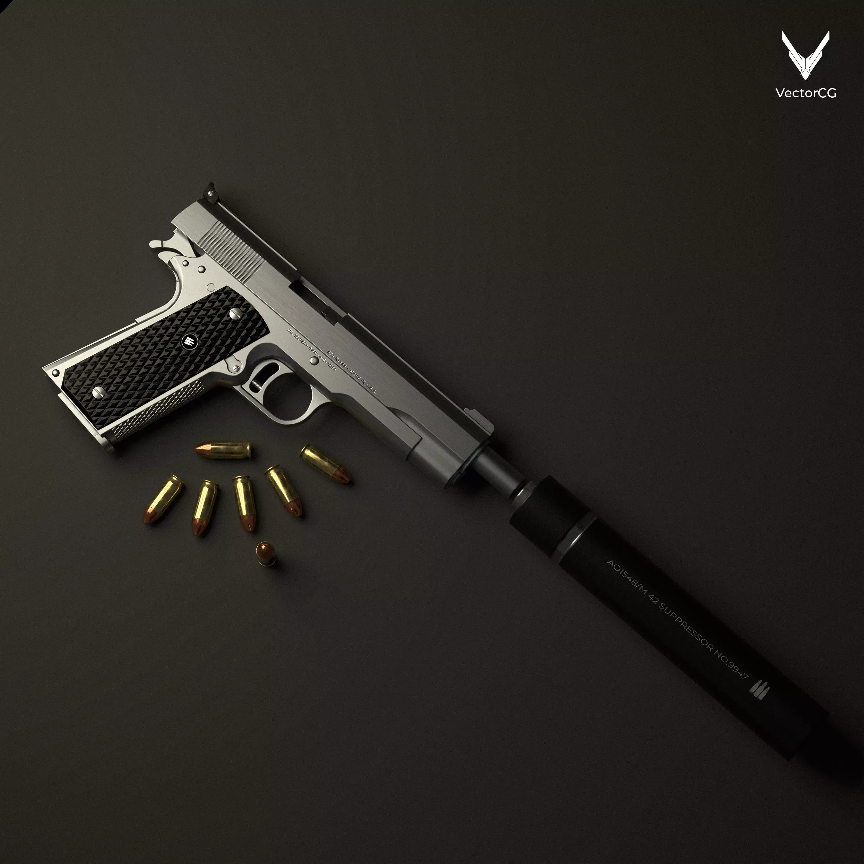 AMT Hardballer Low-poly 3D model_6