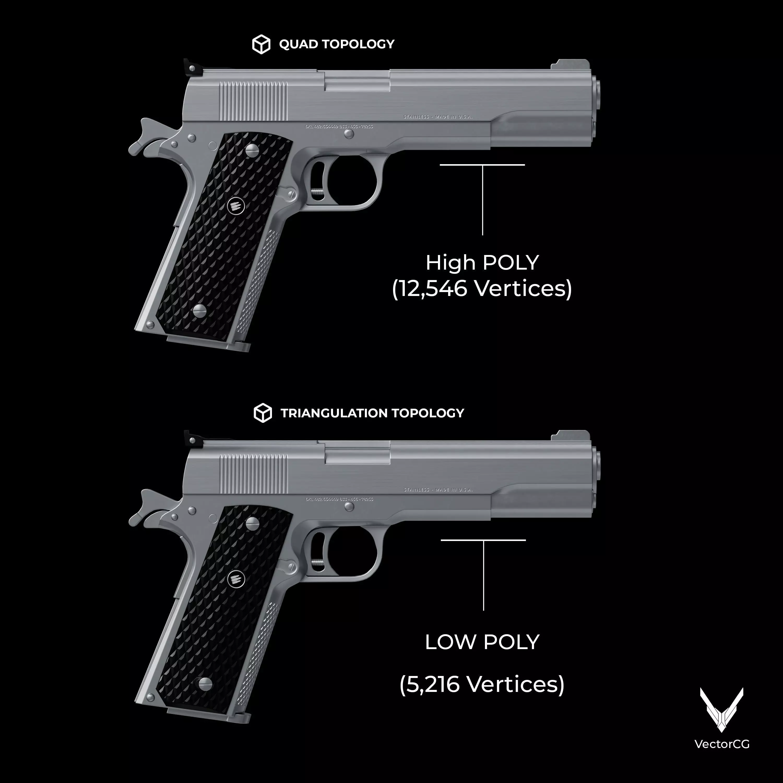 AMT Hardballer Low-poly 3D model_24