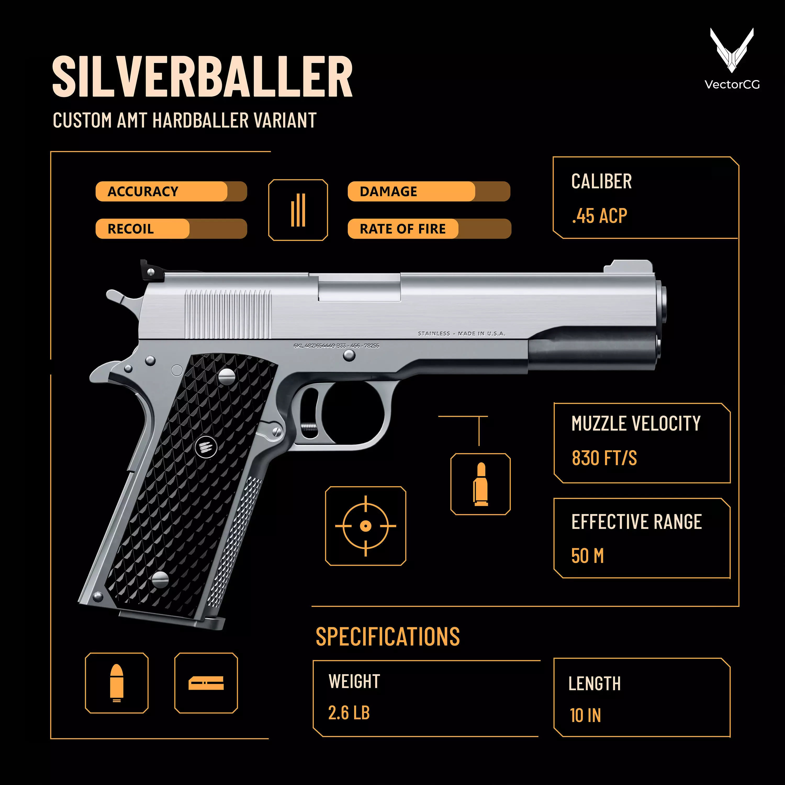 AMT Hardballer Low-poly 3D model_7