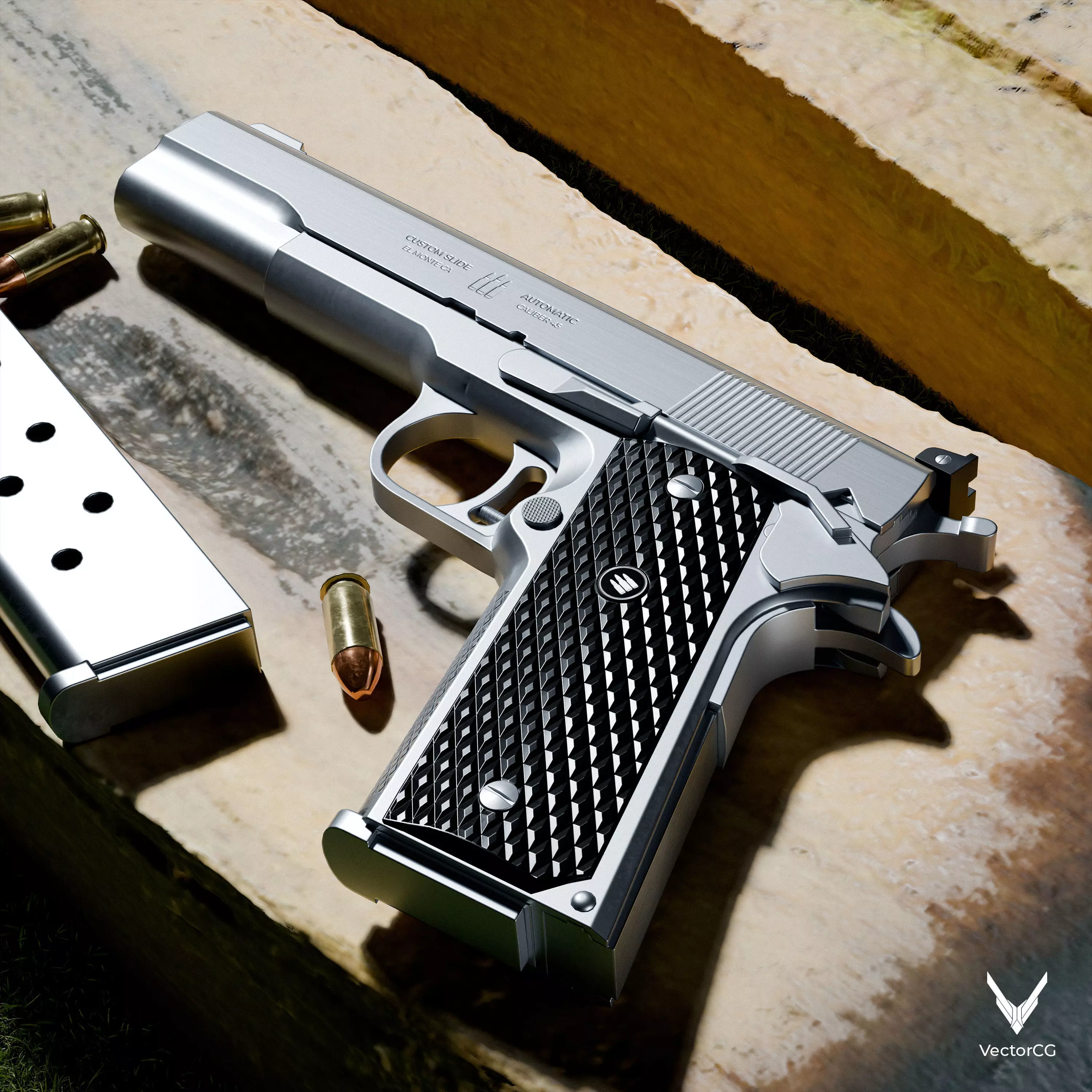 AMT Hardballer Low-poly 3D model_5