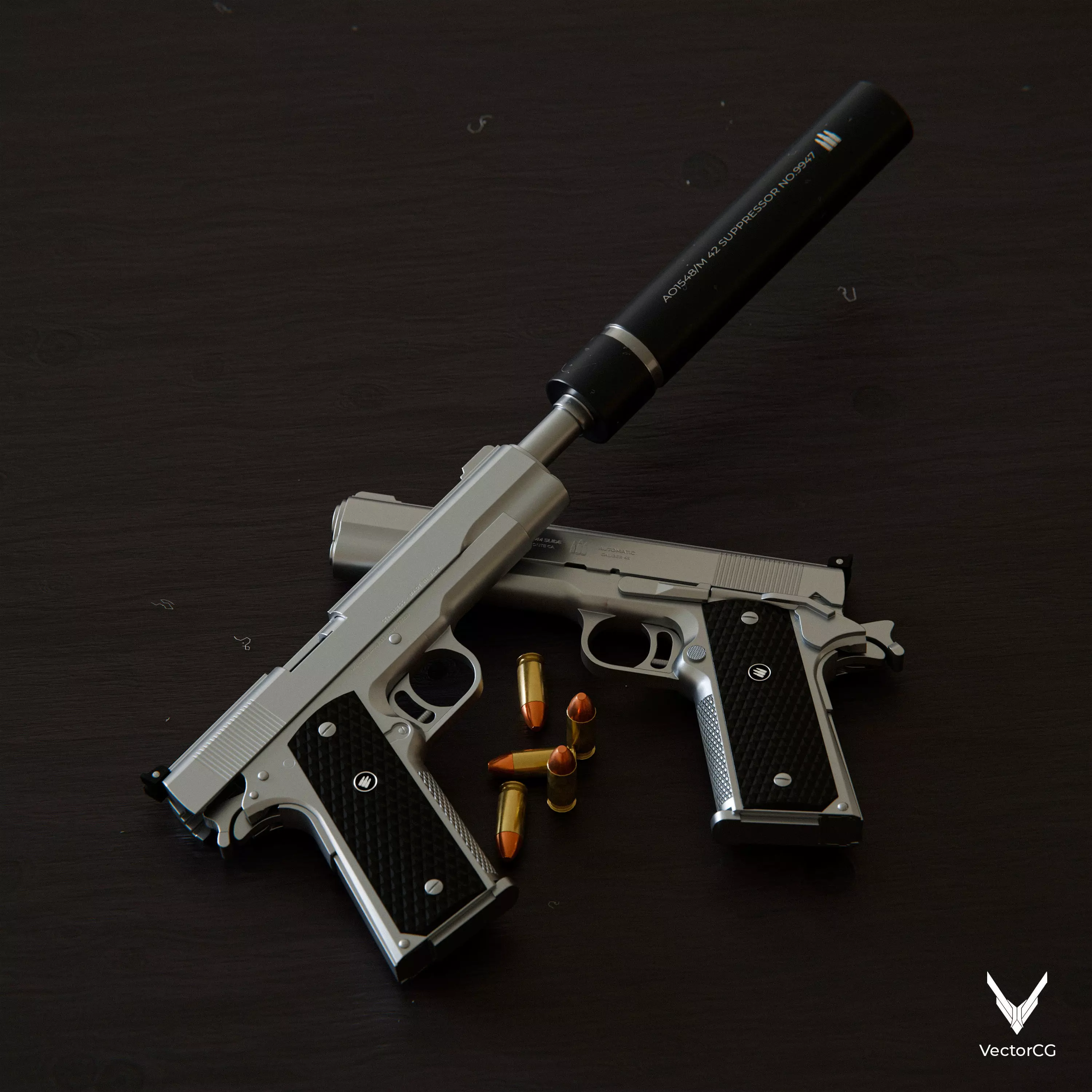 AMT Hardballer Low-poly 3D model_3