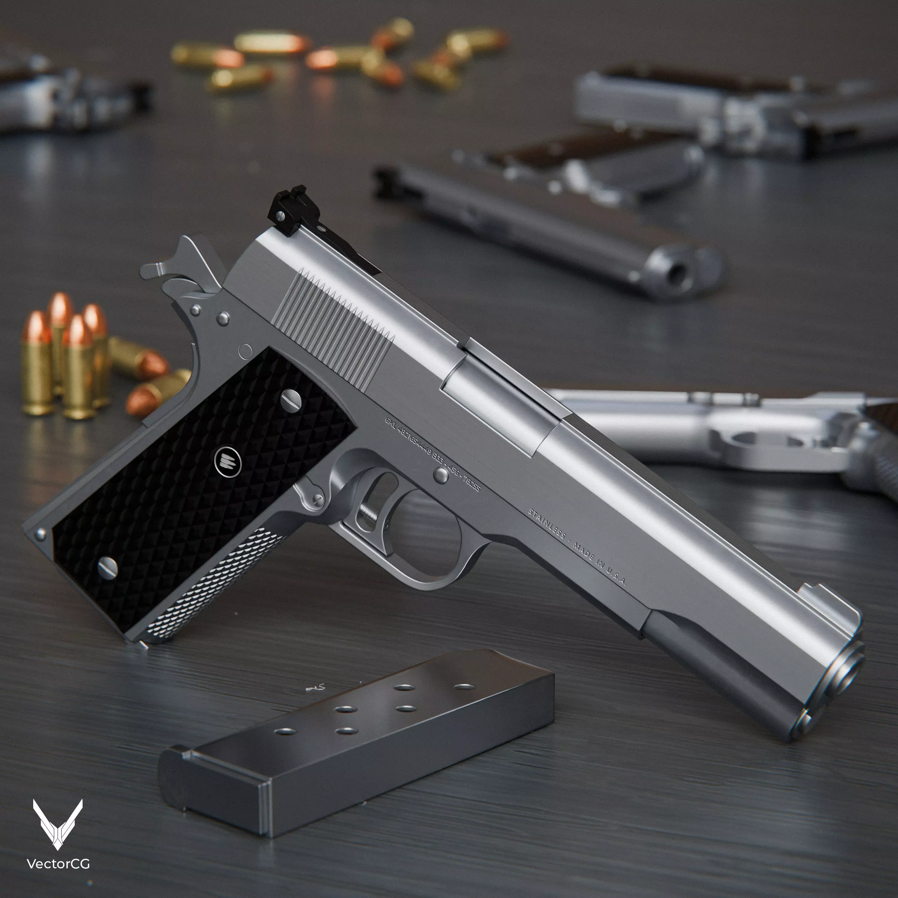 AMT Hardballer Low-poly 3D model_4