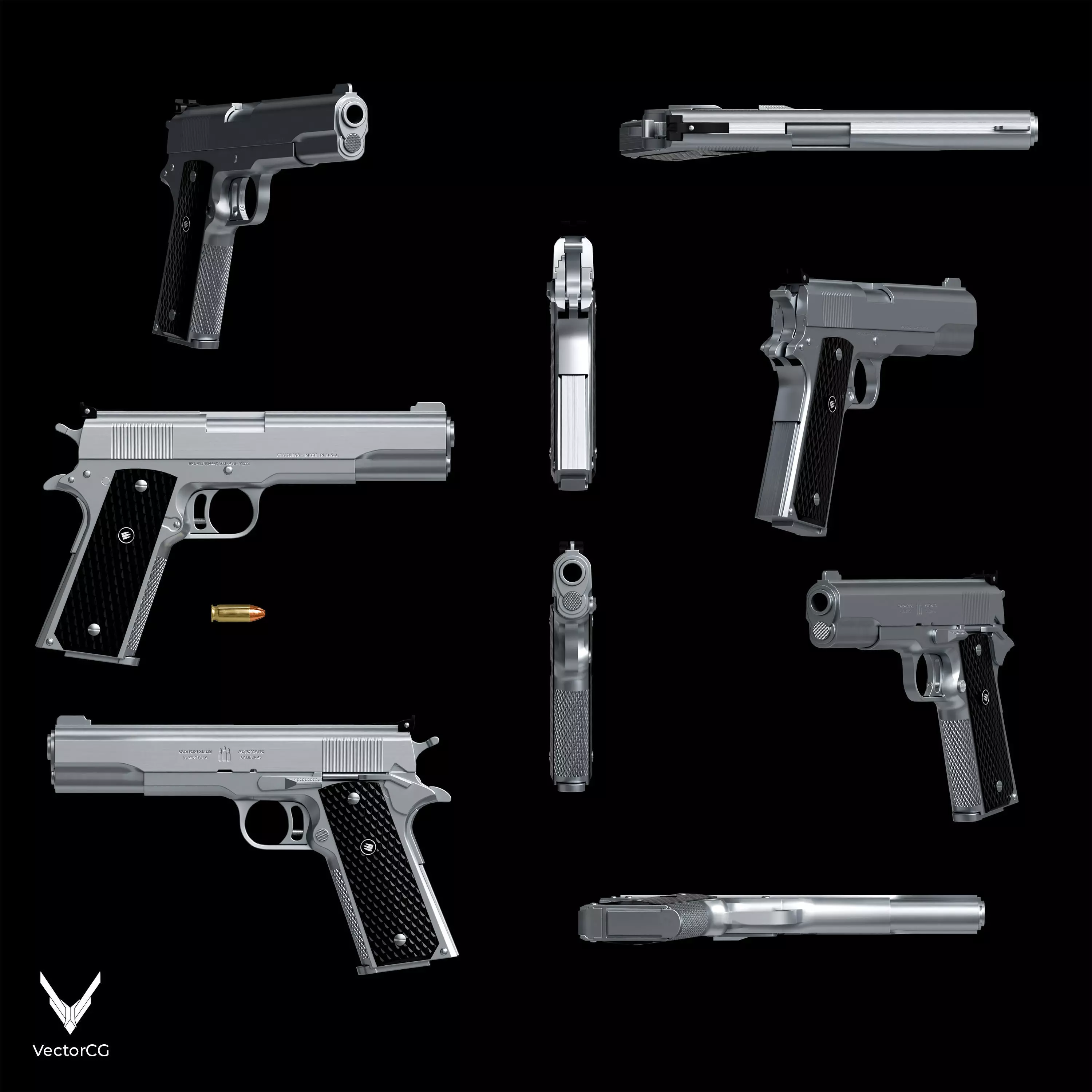 AMT Hardballer Low-poly 3D model_23