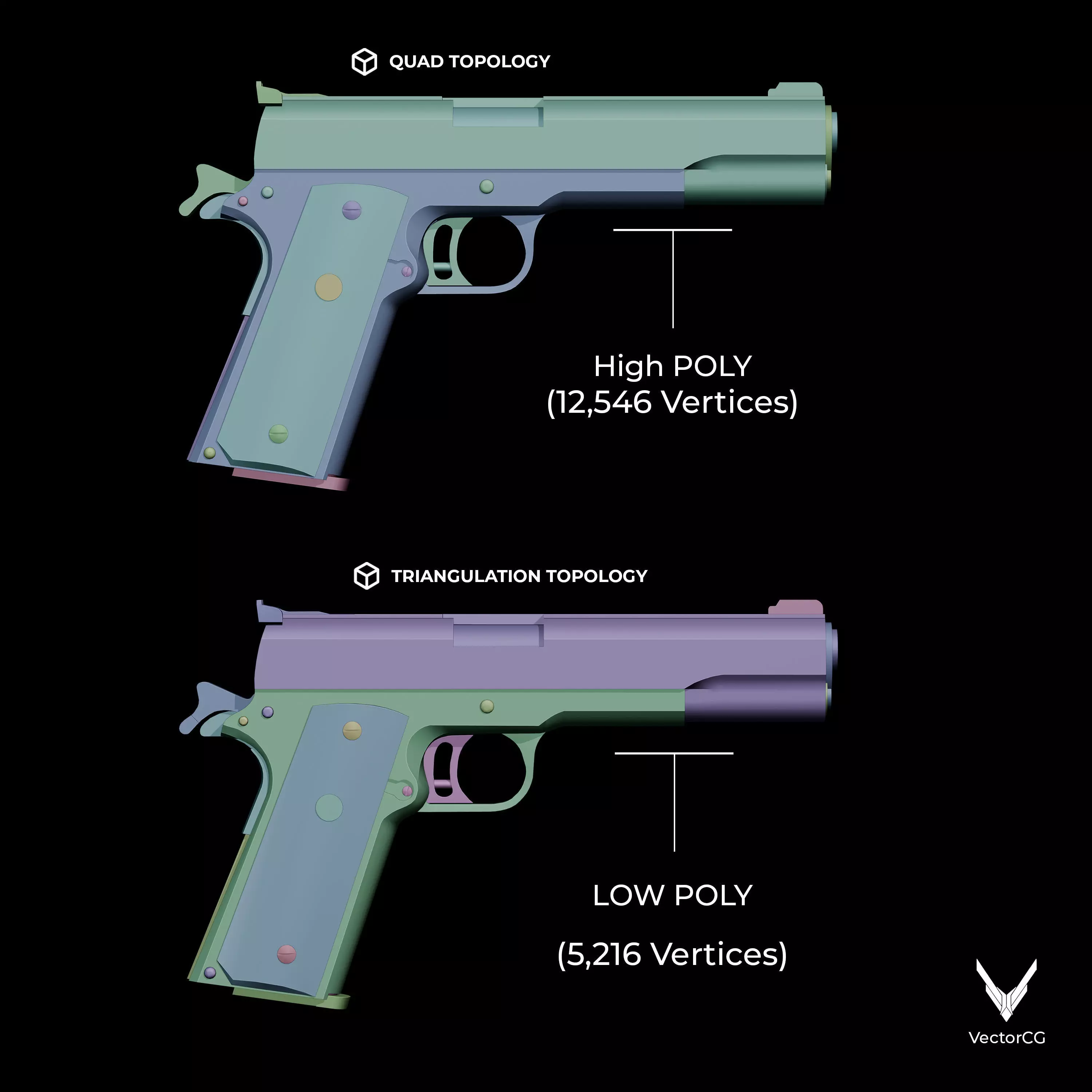 AMT Hardballer Low-poly 3D model_25