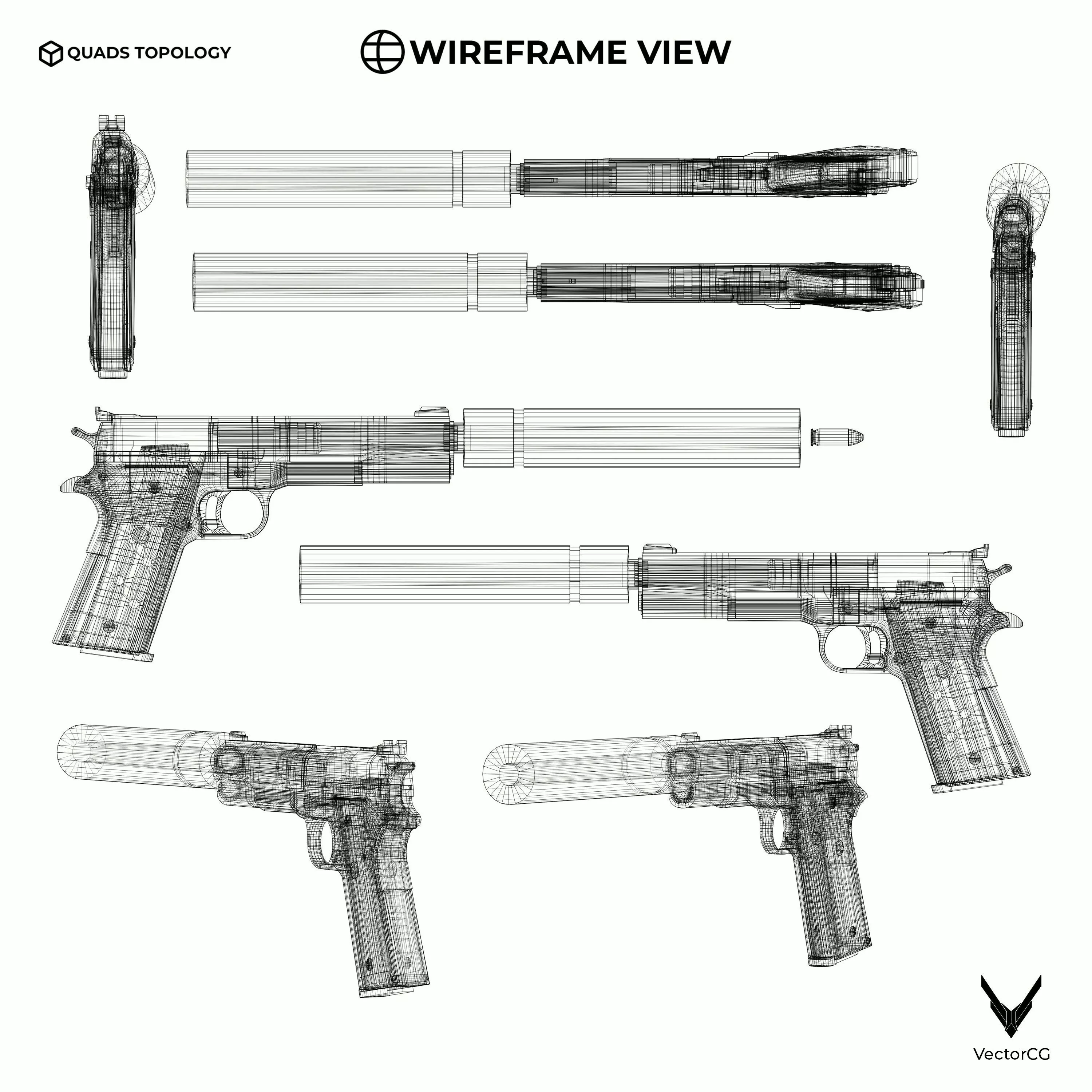 AMT Hardballer Low-poly 3D model_29
