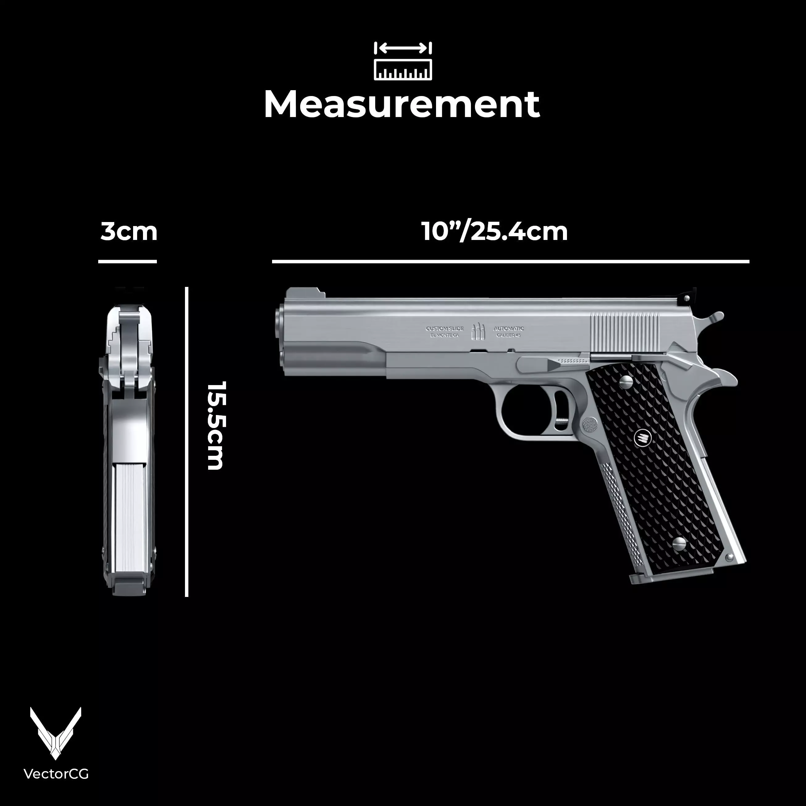AMT Hardballer Low-poly 3D model_8