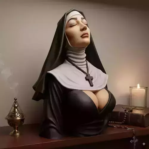 Hot Nun Bust printable 3d model 3D print model